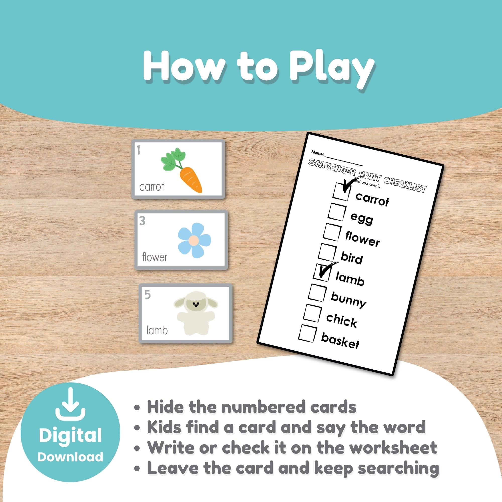 Kindergarten Easter scavenger hunt game