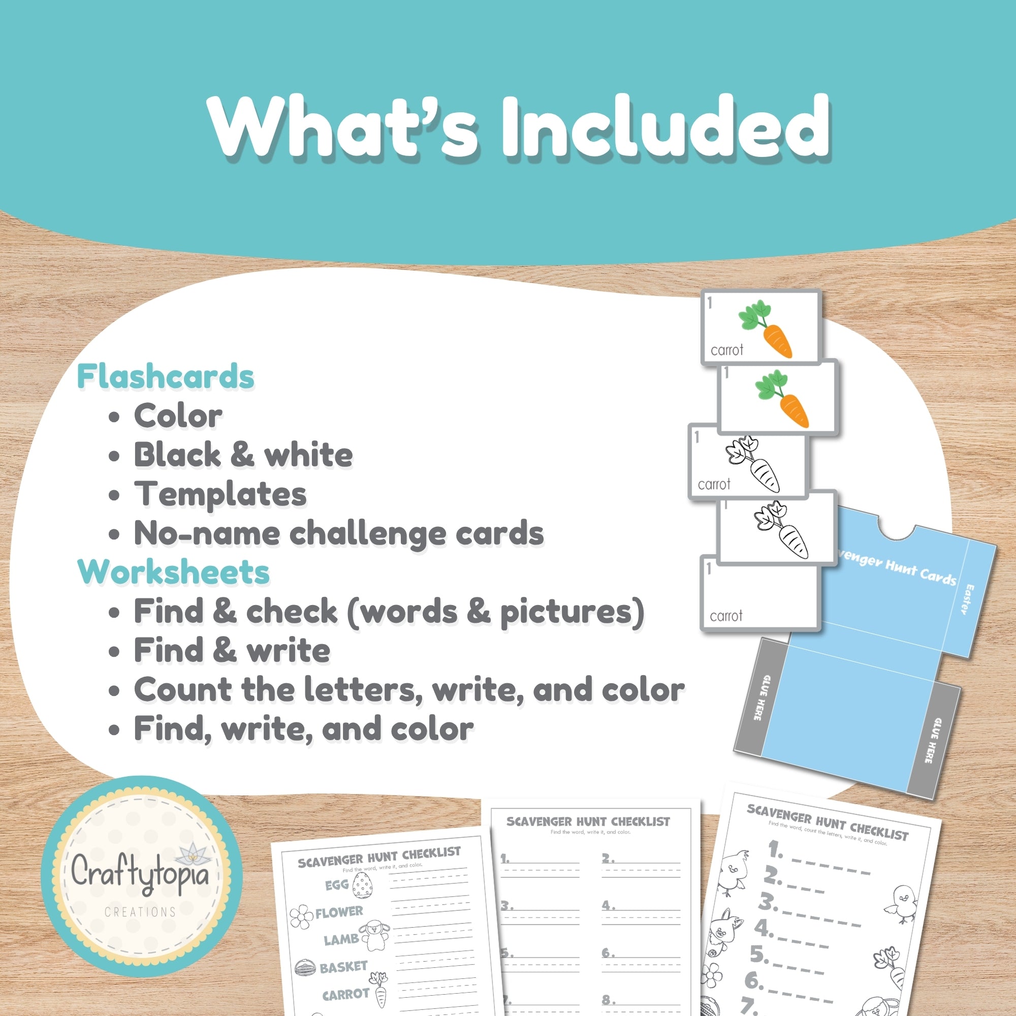 Preschool Easter vocabulary activity printable