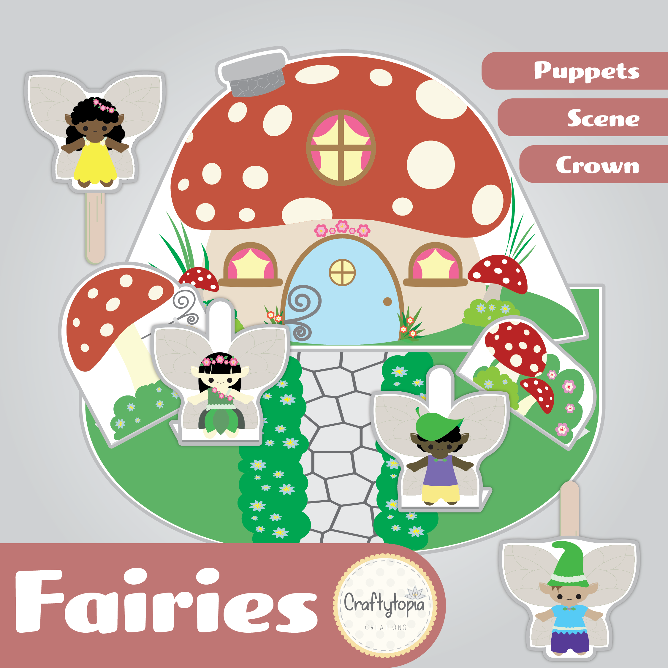 Printable Fairy Scene and Puppets Kids Activity