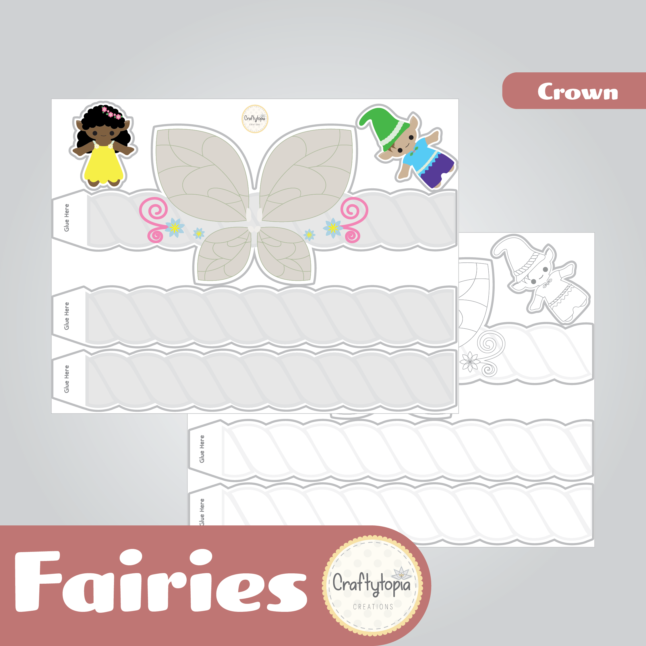 Printable Fairy Scene and Puppets Kids Activity Crown
