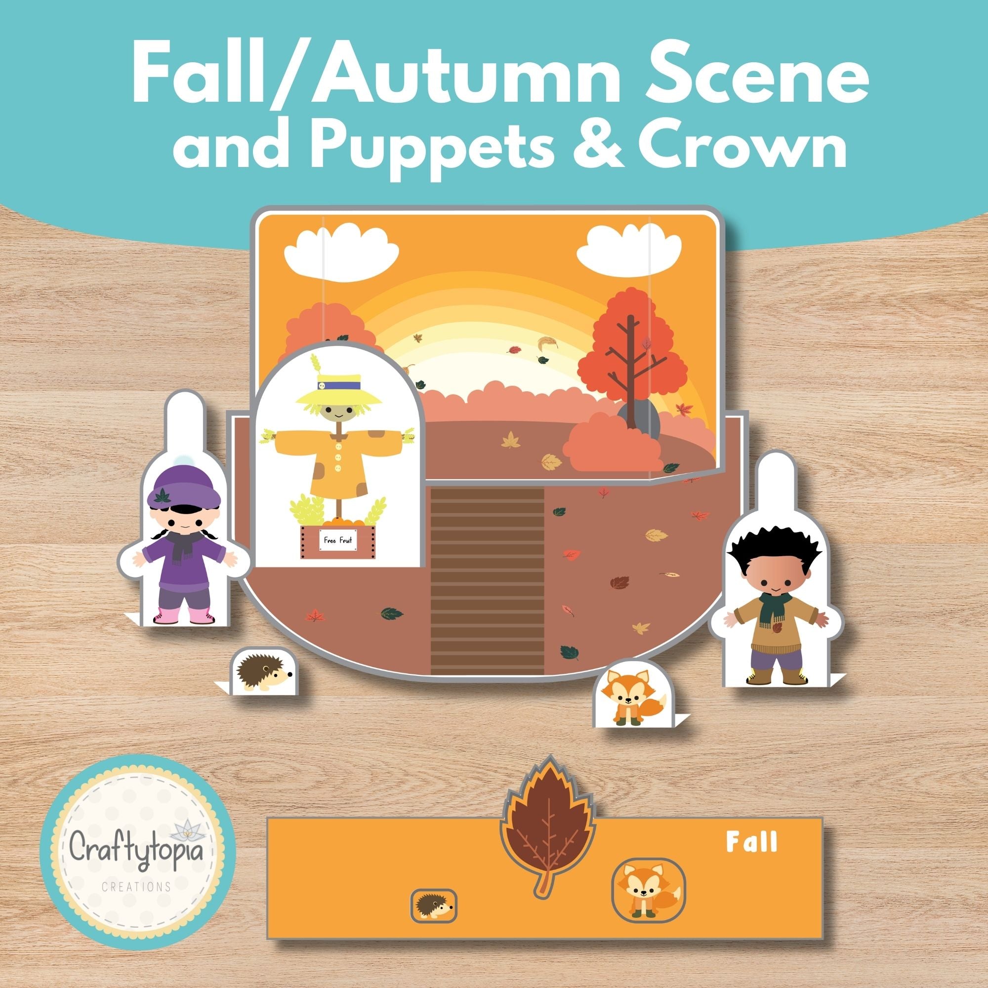 Printable Fall Scene Puppets and Writing Kids Activity