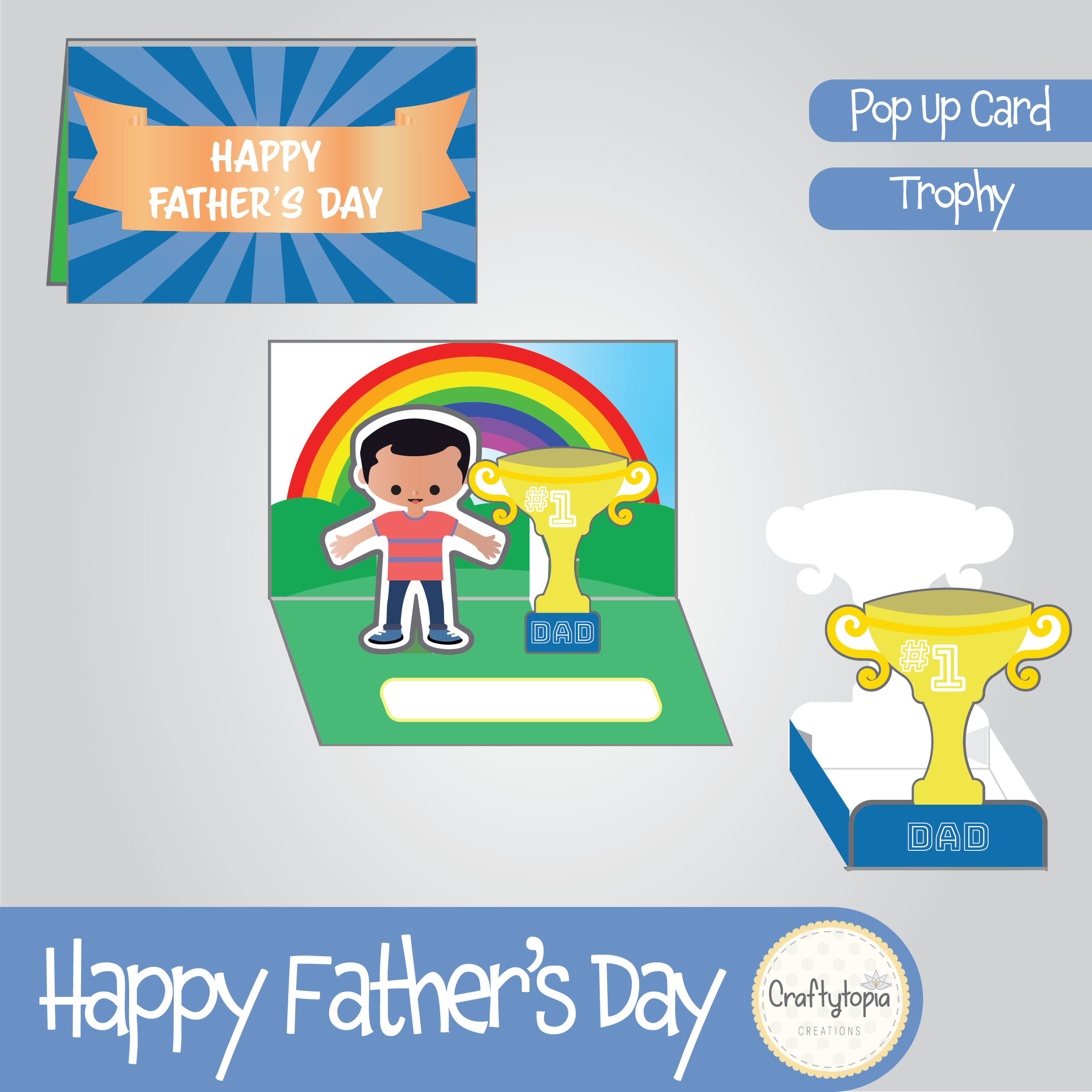 Father's Day Trophy Pop-Up Card Craft – Craftytopia Creations