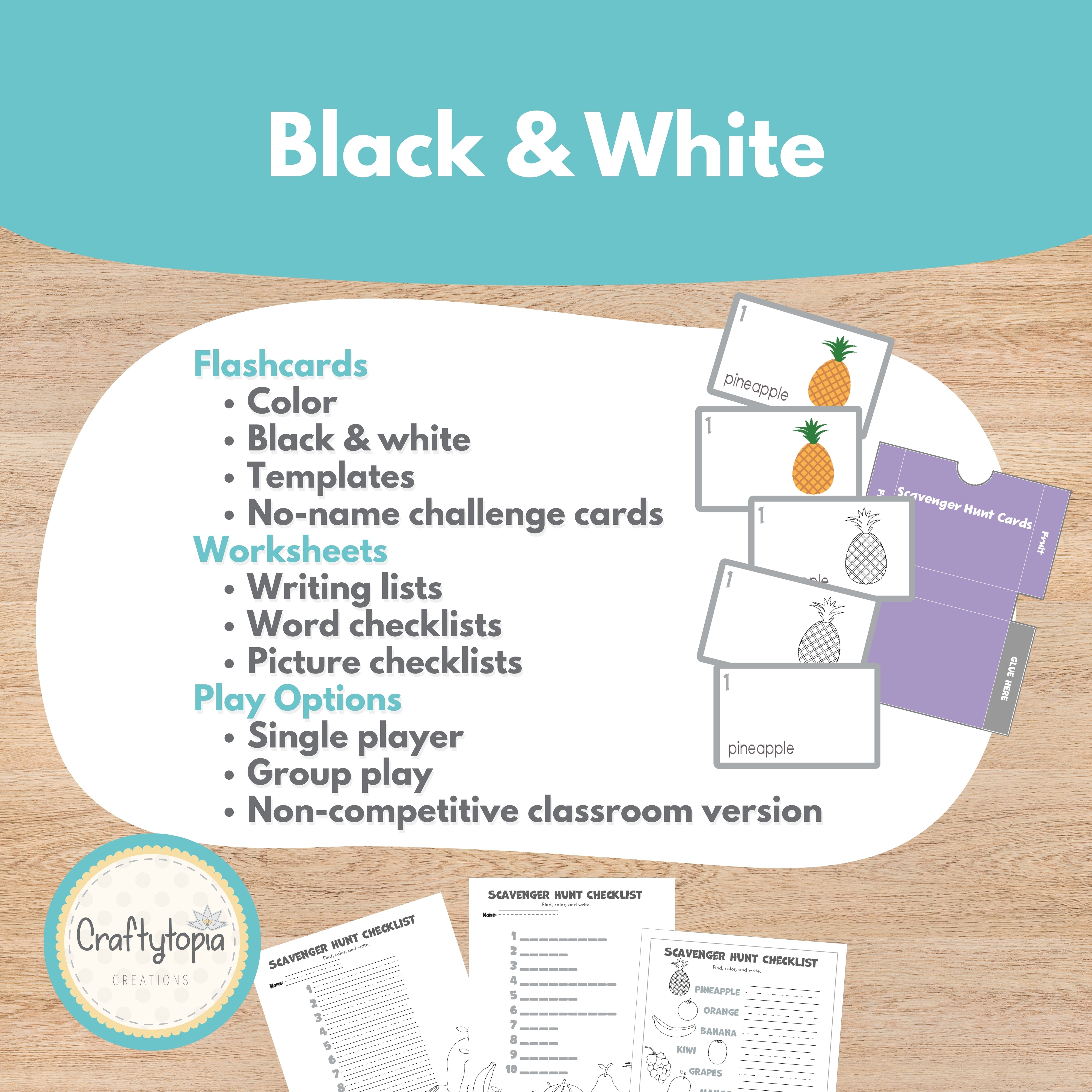 Fruit scavenger hunt image-only checklist for 1st grade — match each fruit by picture with no text support
