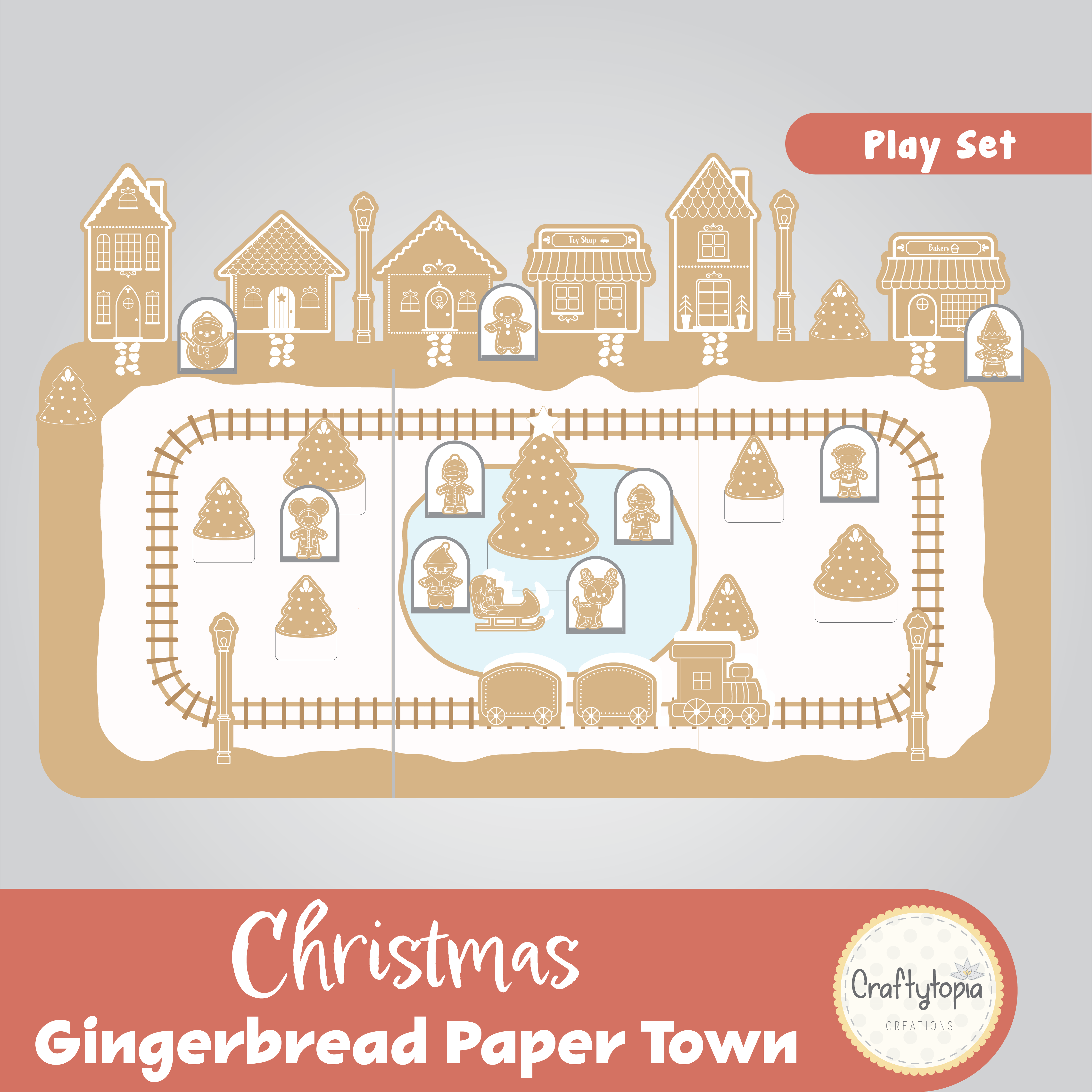 Printable Gingerbread Town with Puppets Kids Activity 