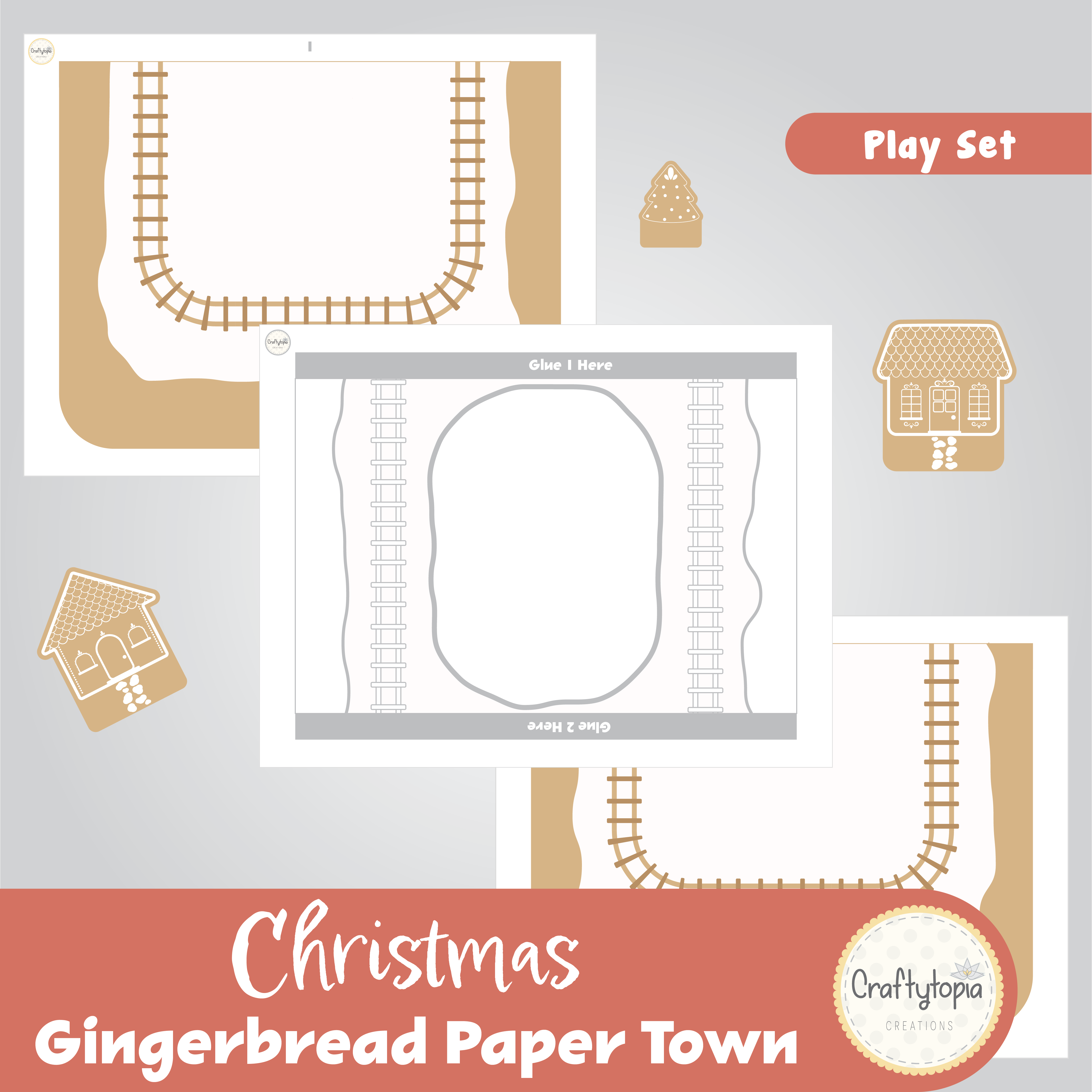 Printable Gingerbread Town with Puppets Kids Activity 
