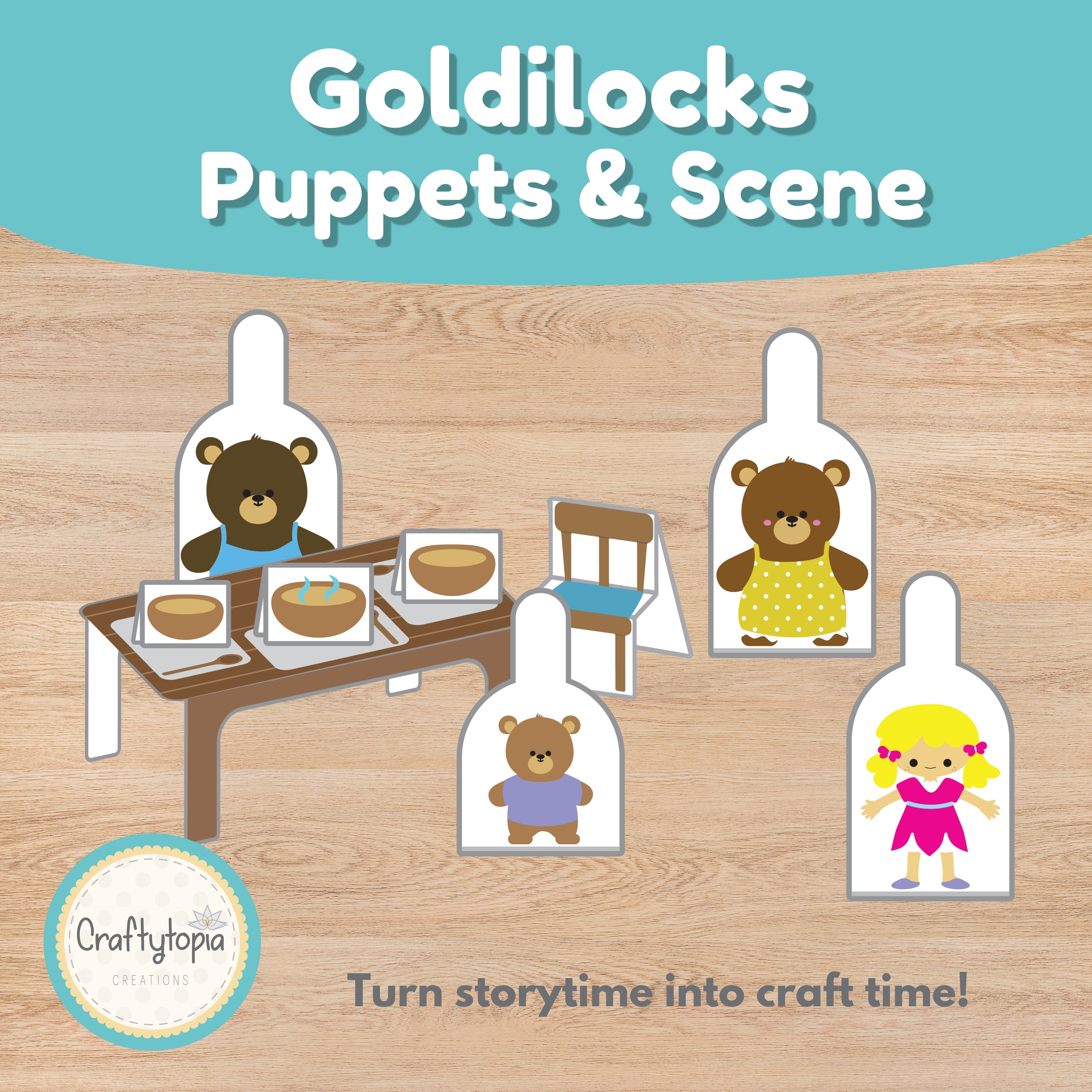 Goldilocks and the Three Bears printable storytelling activity for kids | Craftytopia Creations