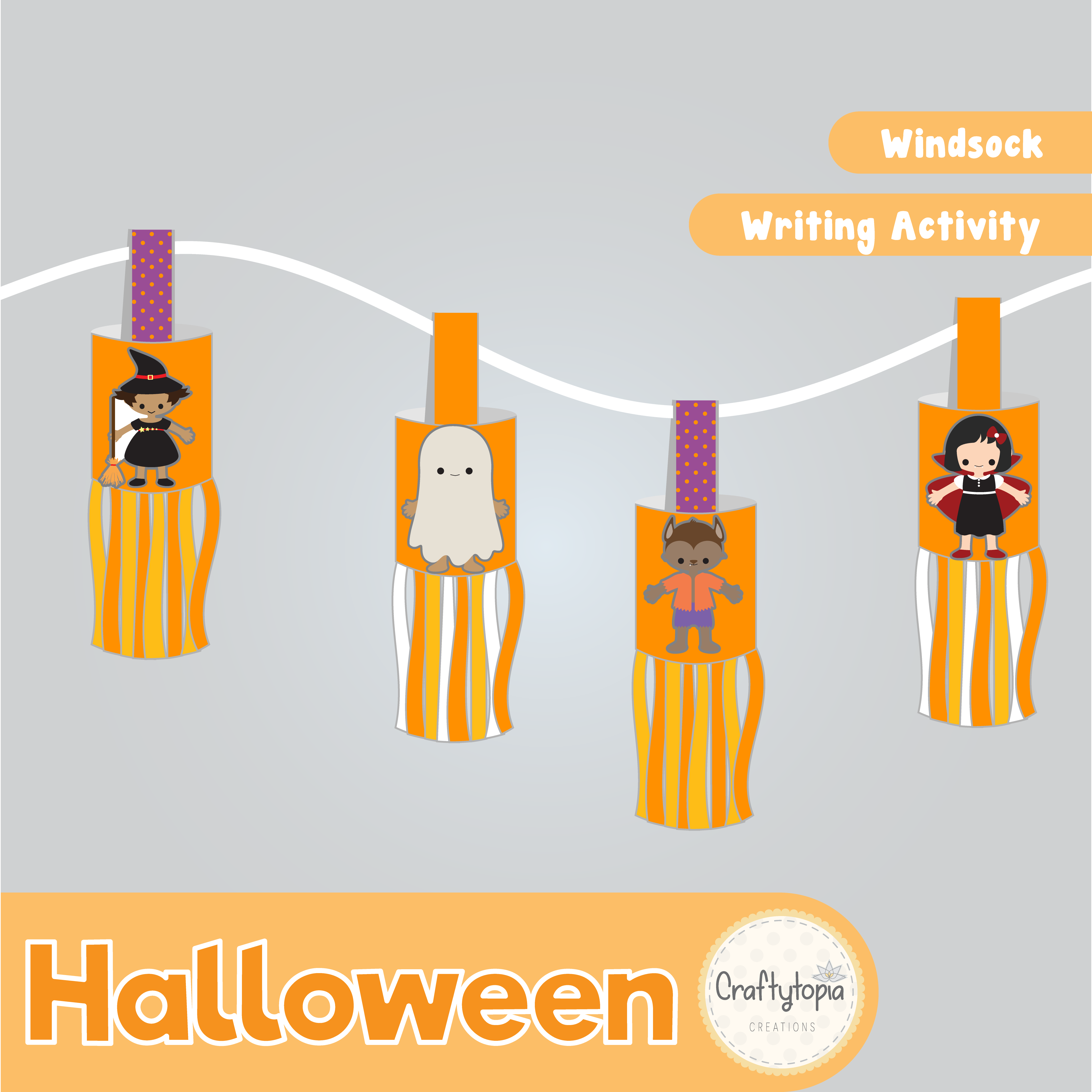 Printable Halloween Windsock Craft 