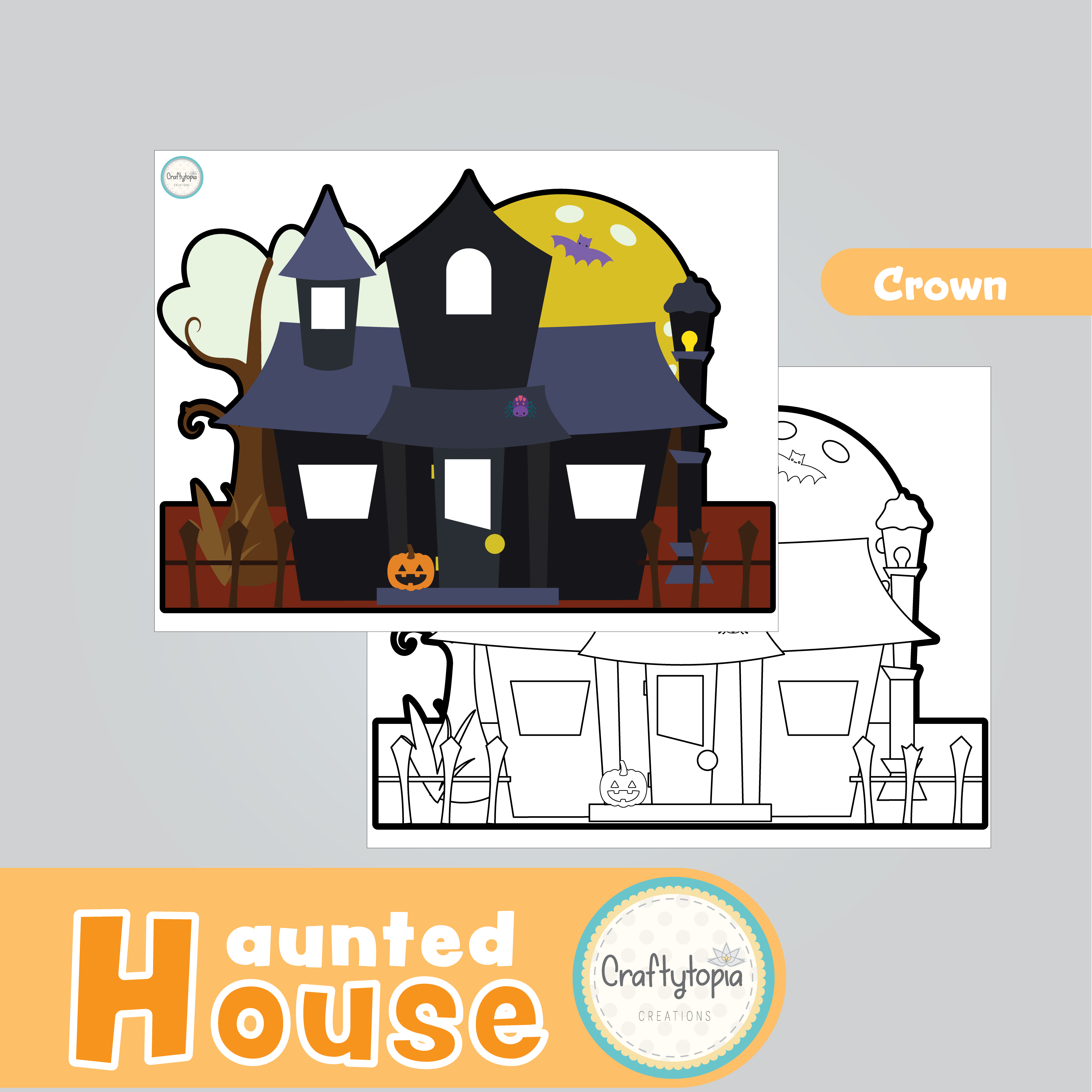 Printable Haunted House Crown Halloween Craft Kids Activity