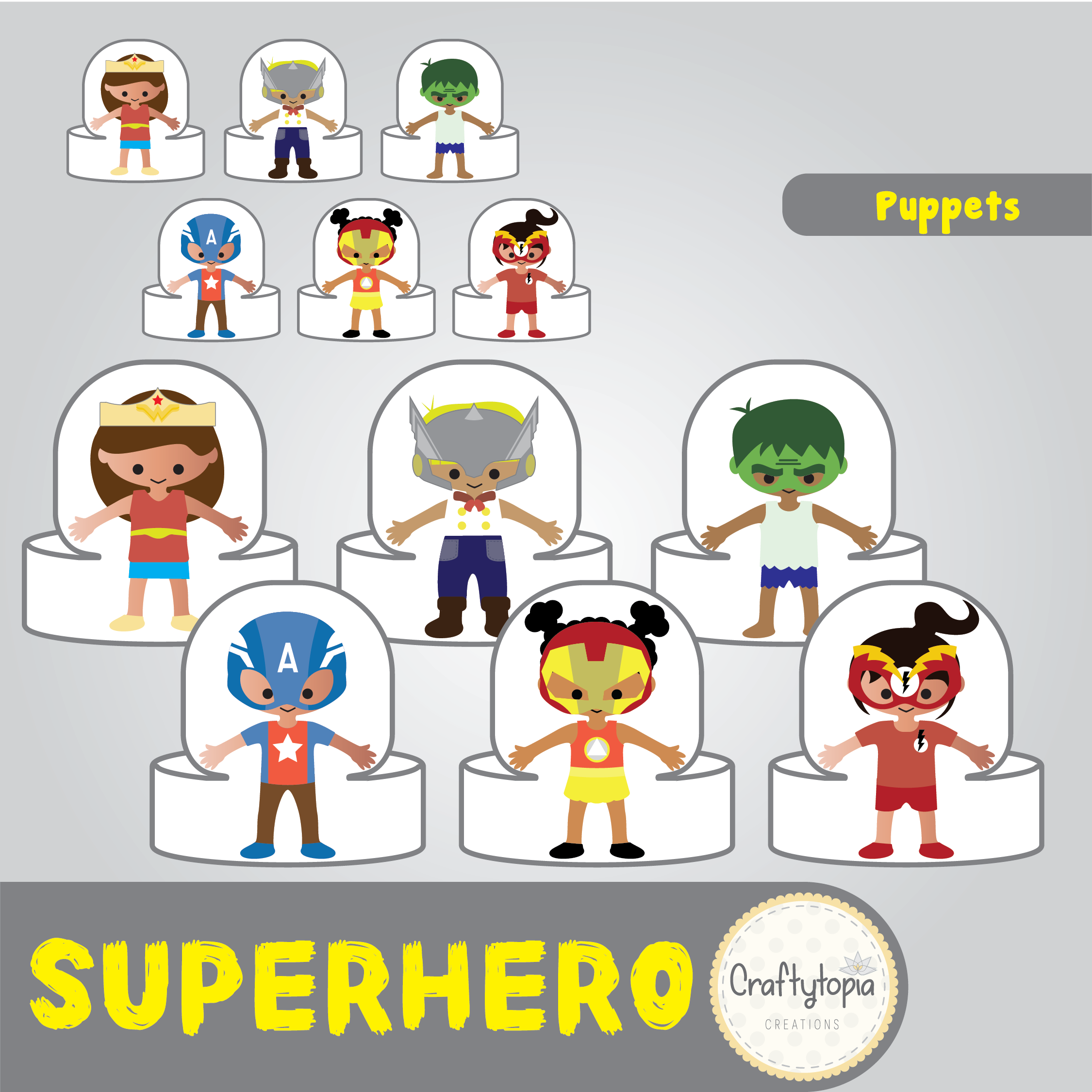Printable Superhero Scene and Puppets Kids Storytelling Activity