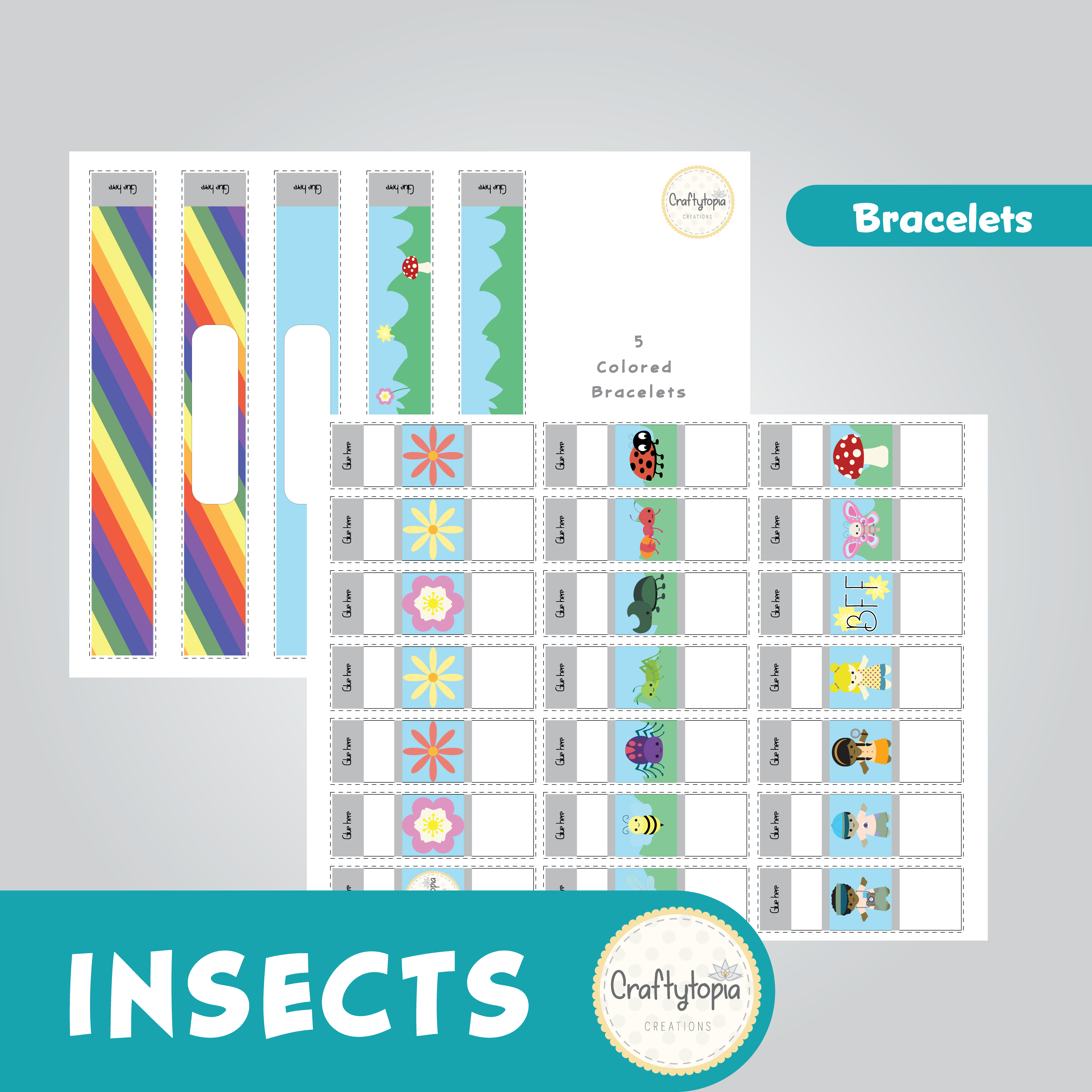 Printable Insects Bracelets Kids Activity