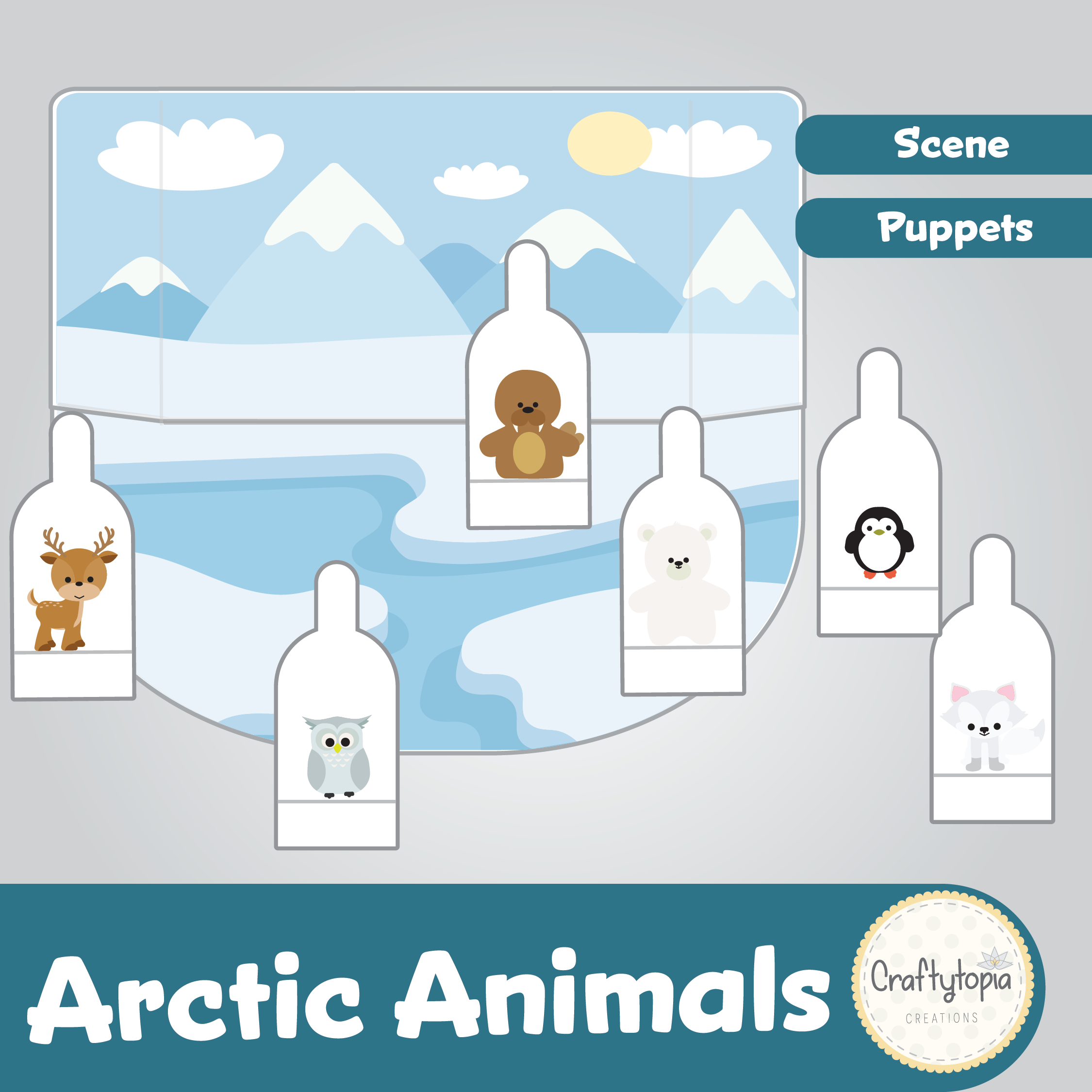 Printable Arctic Scene and Puppets Kids Storytelling Activity