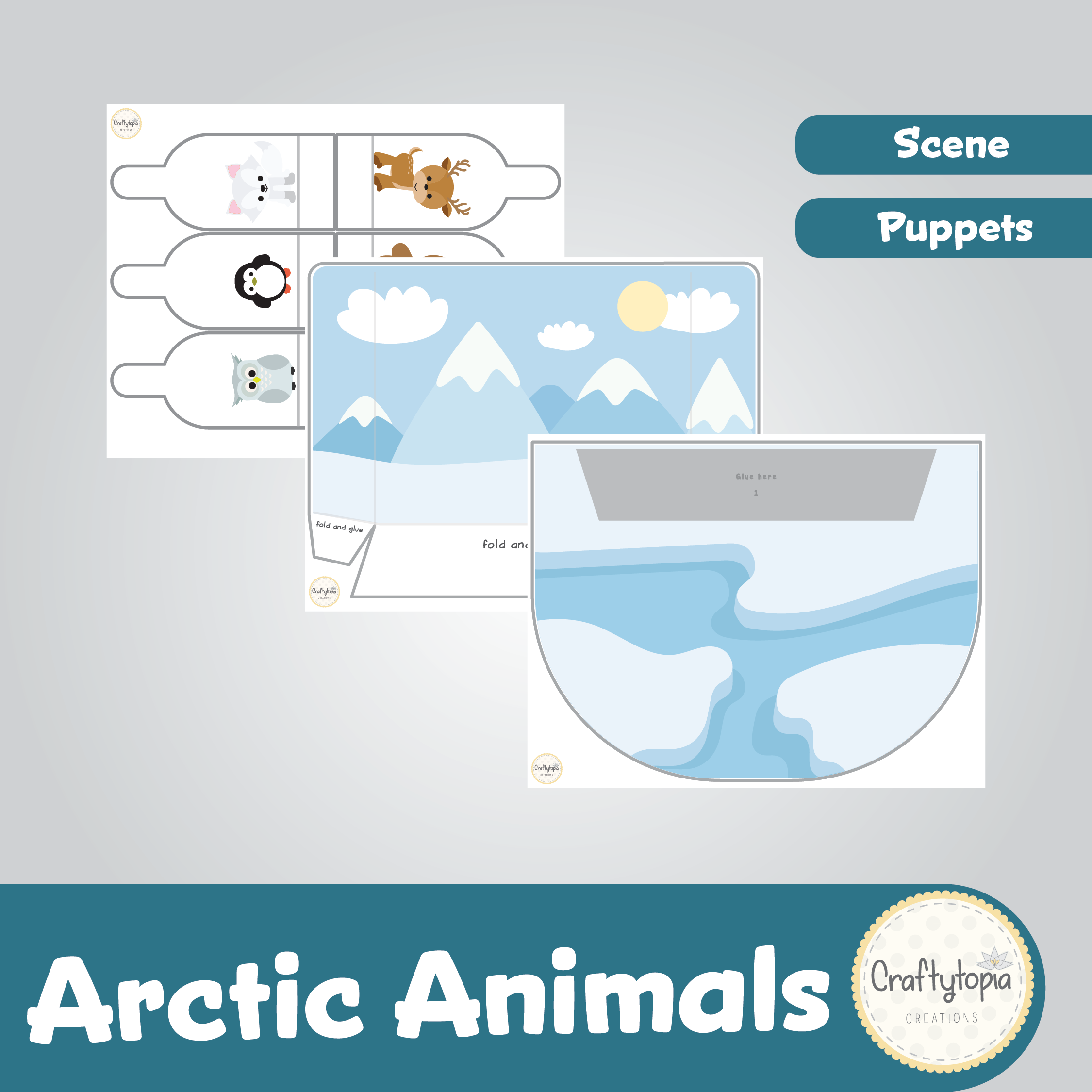 Printable Arctic Scene and Puppets Kids Storytelling Activity