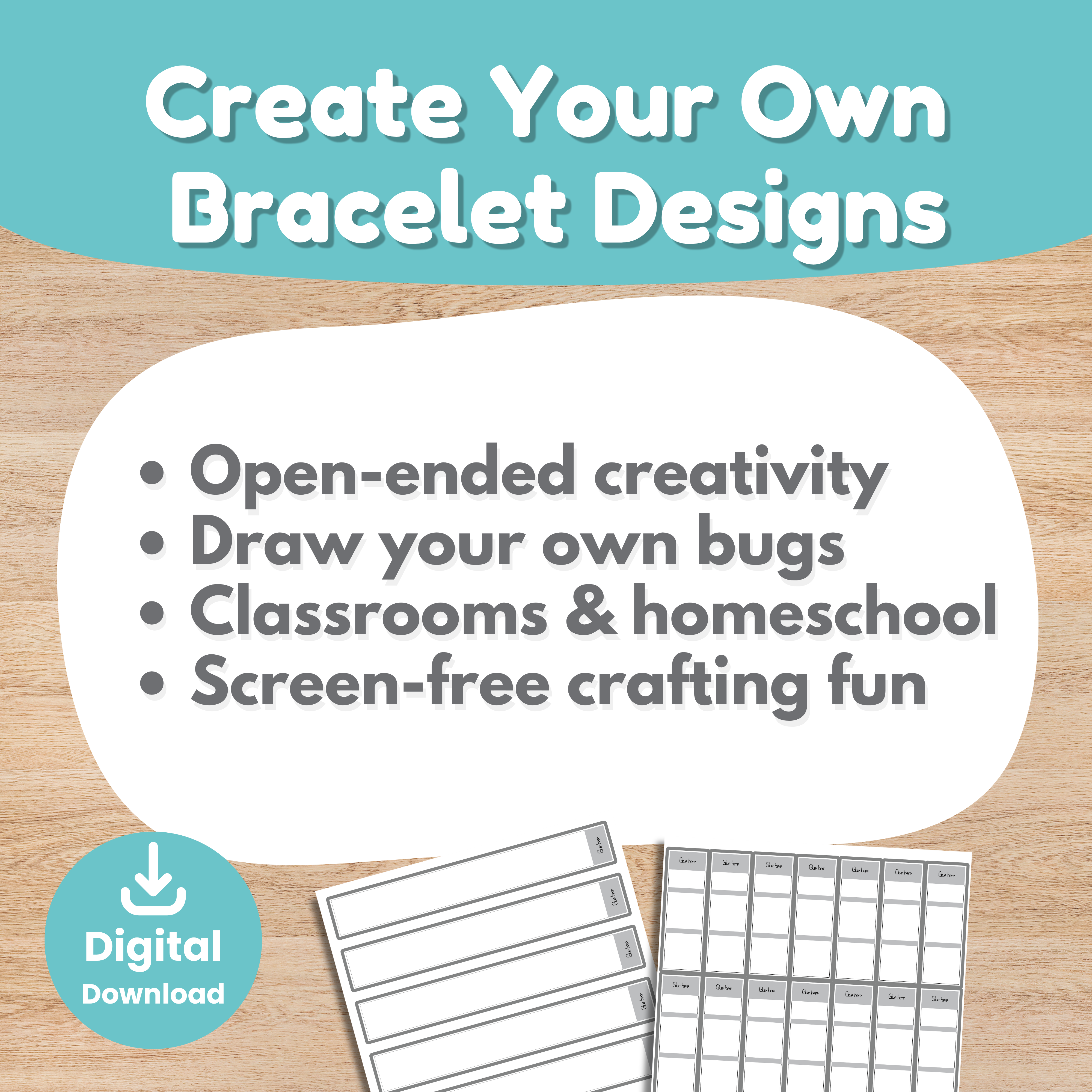 Blank insect bracelet printable create your own activity for kids | Craftytopia Creations