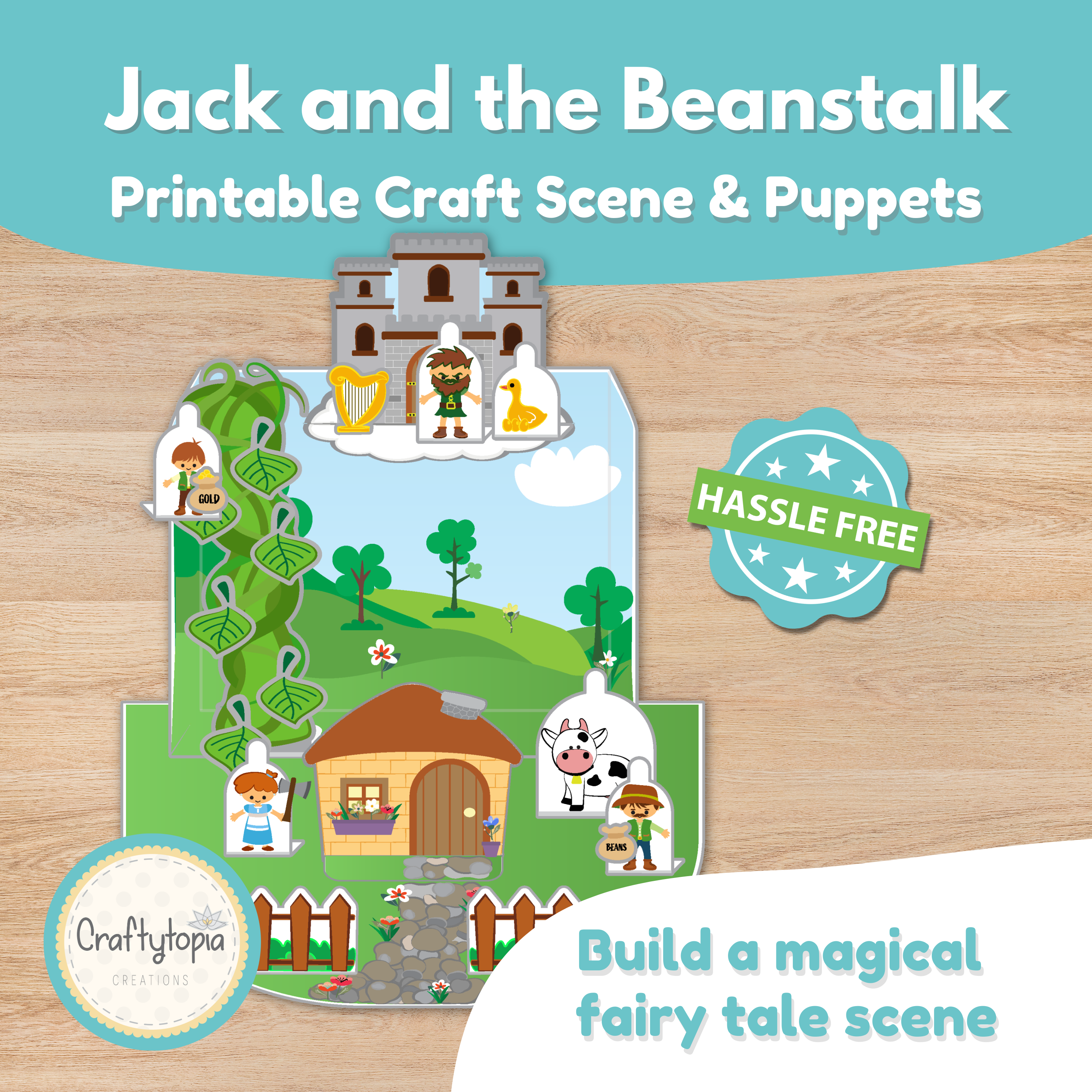 Jack and the Beanstalk printable craft fairy tale scene for kids Craftytopia