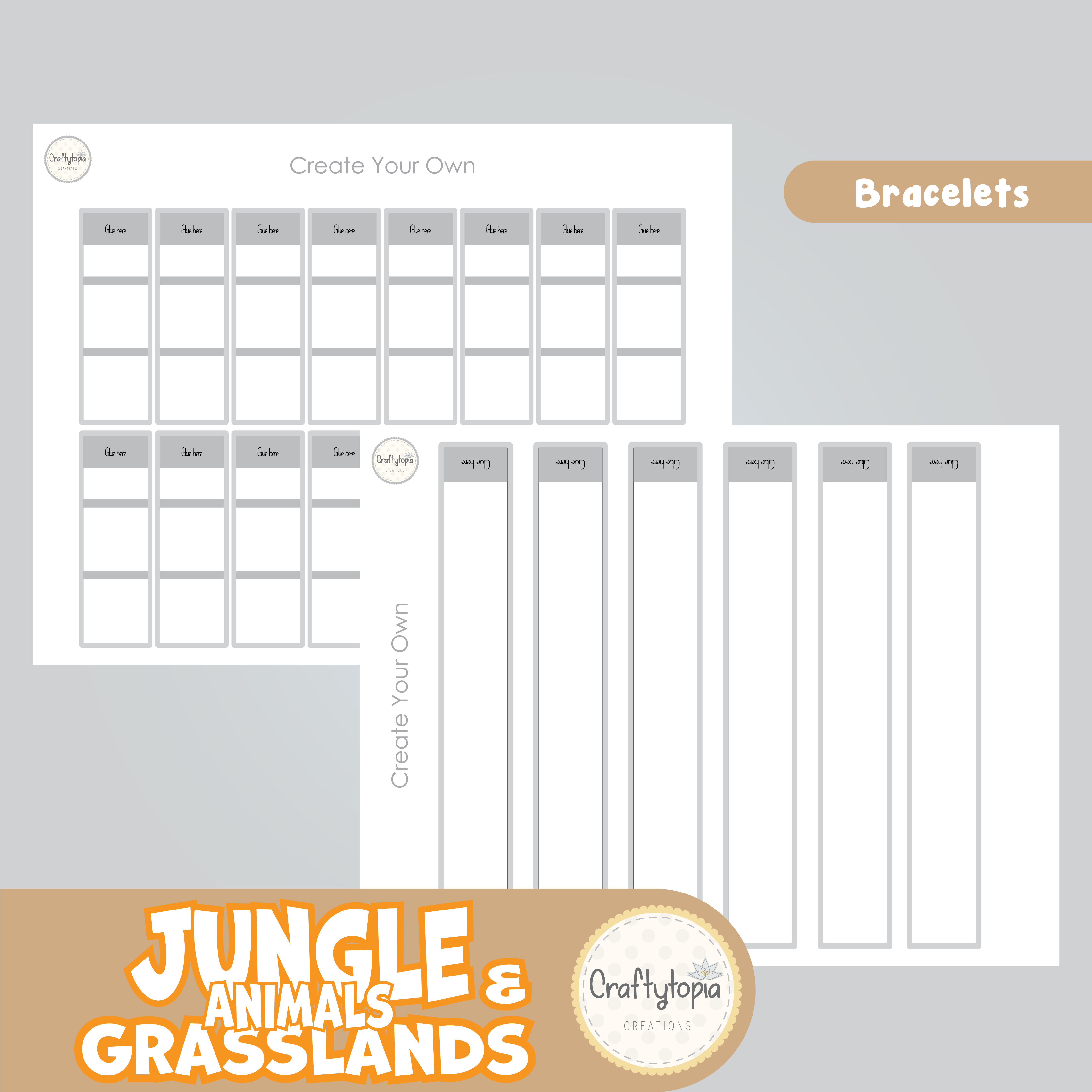 Printable Jungle and Grasslands Animal Bracelets Kids Activity templates