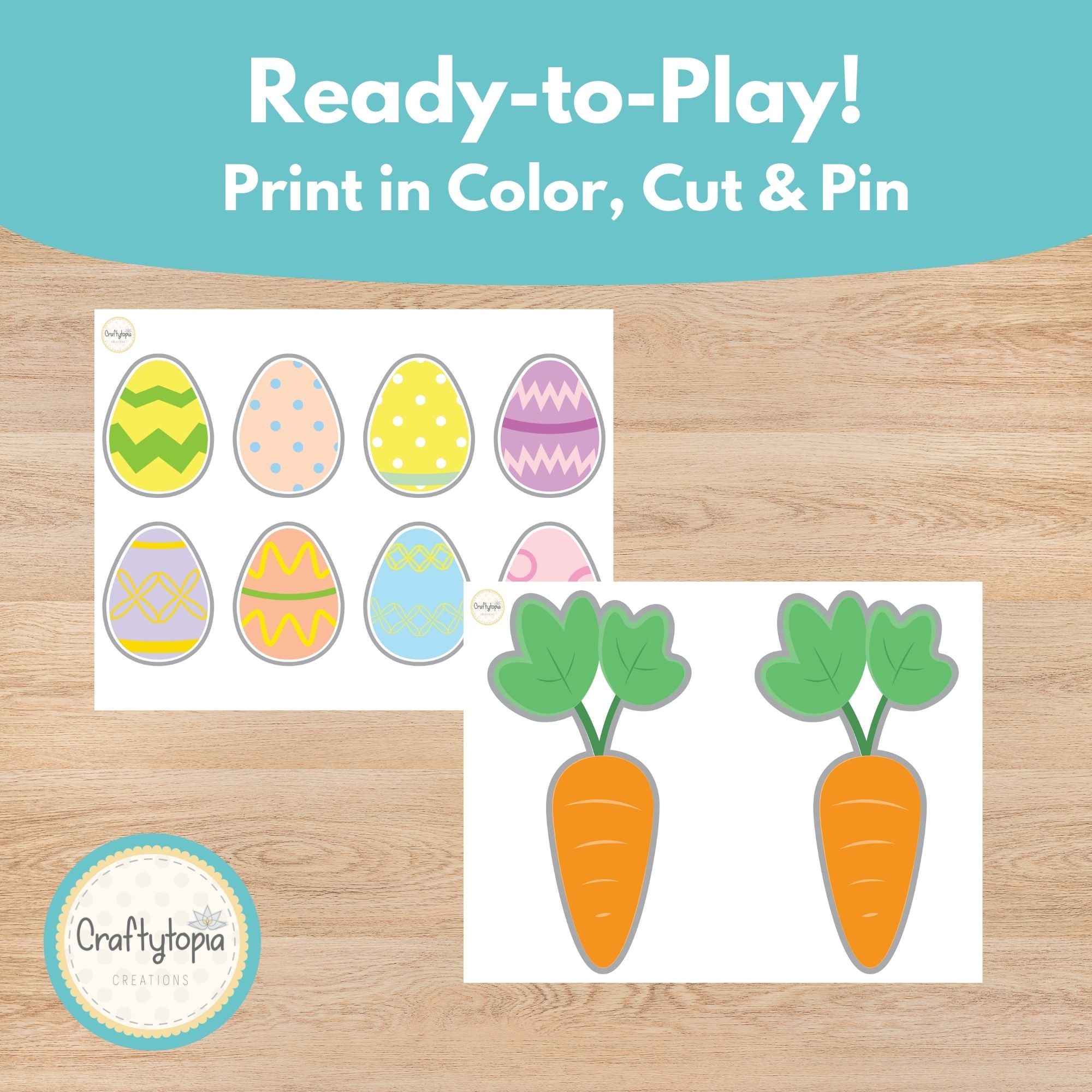 Printable Easter Bunny Pin the Eggs and Carrots Game