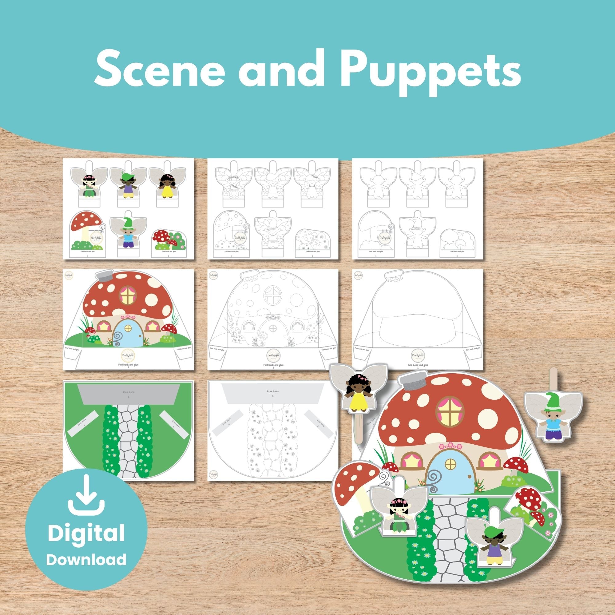 Printable Fairy Scene and Puppets Kids Activity