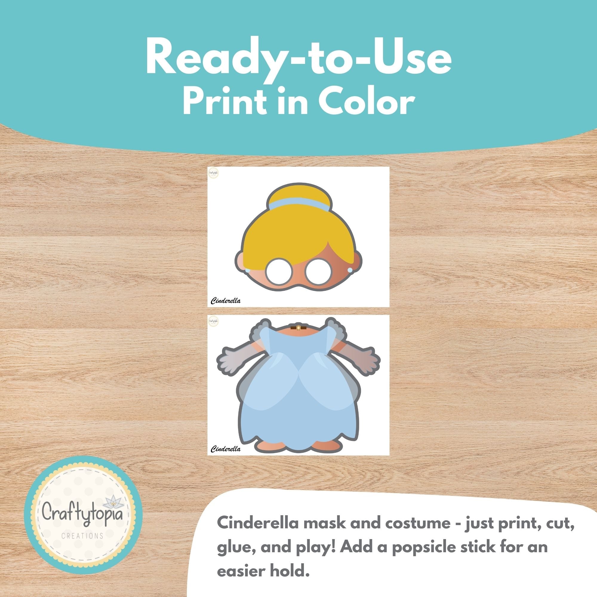 Printable Cinderella Masks and Body Costumes Kids Activity