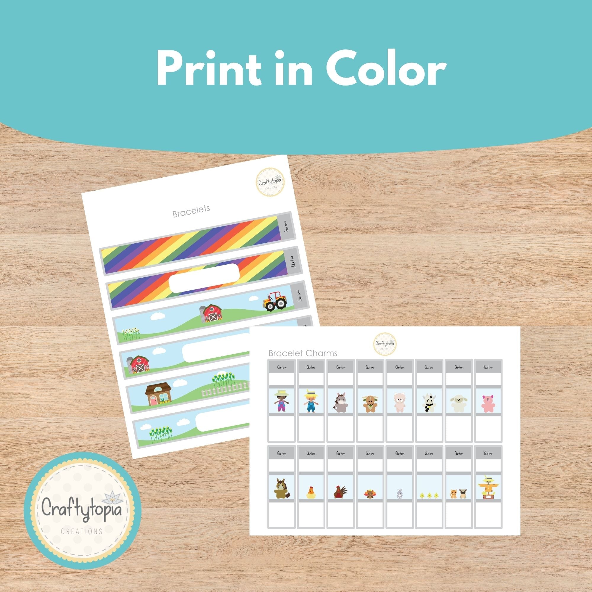 Printable Farm Animal Bracelets Kids Activity