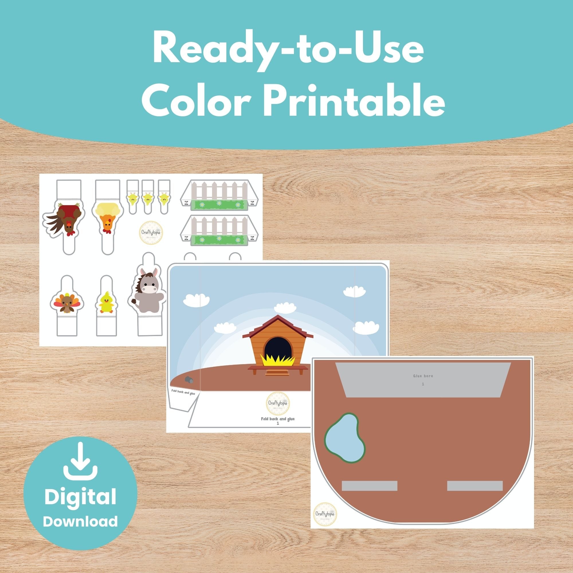 Printable Chicken Coop Scene Puppets Kids Activity