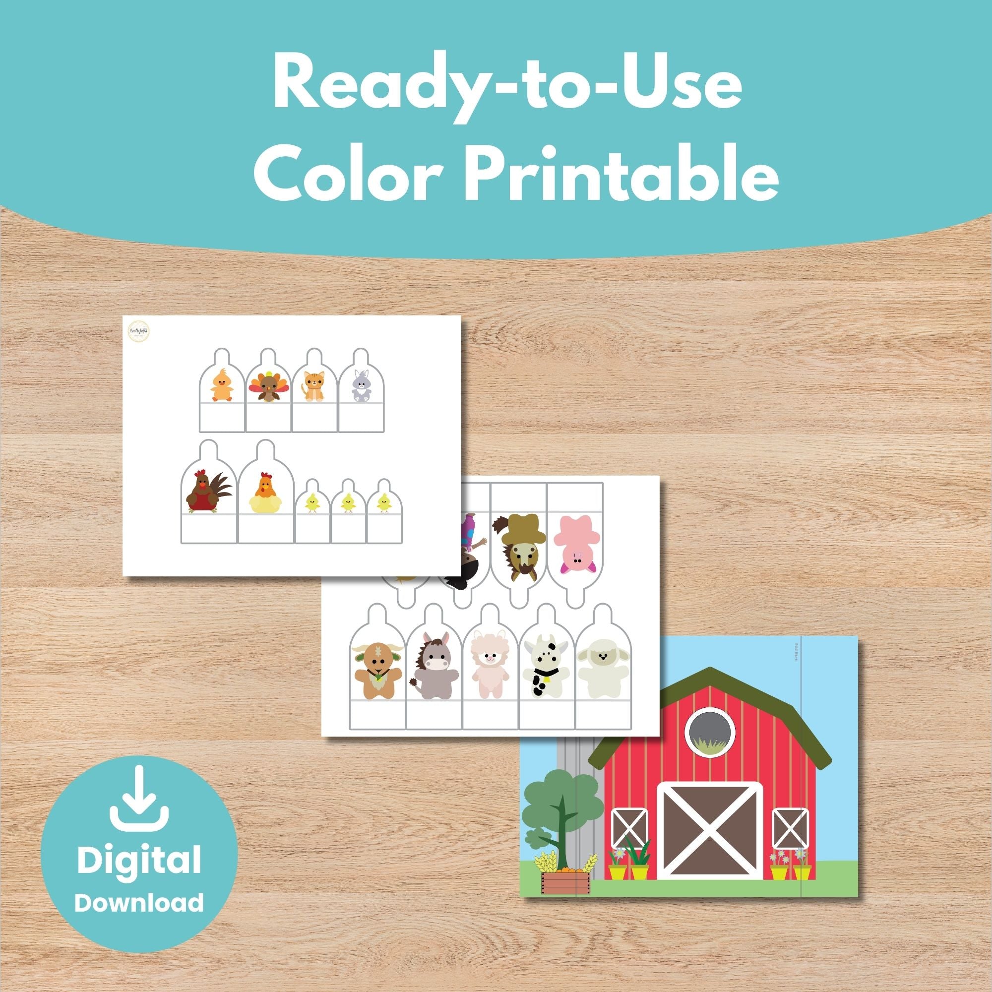 Printable Farm Puppets Scene Kids Activity