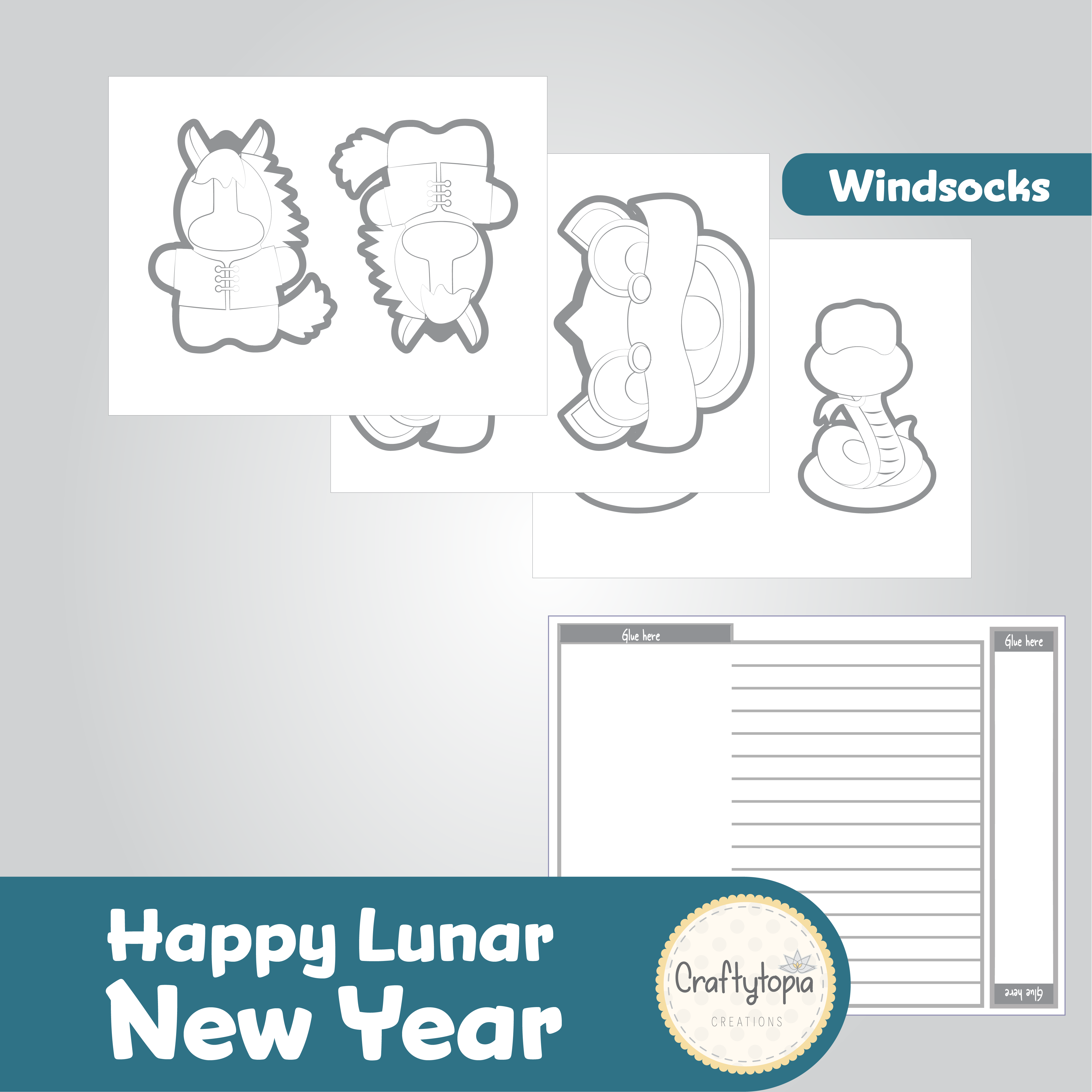Printable Lunar New Year Horse Windsocks Kids Activity templates