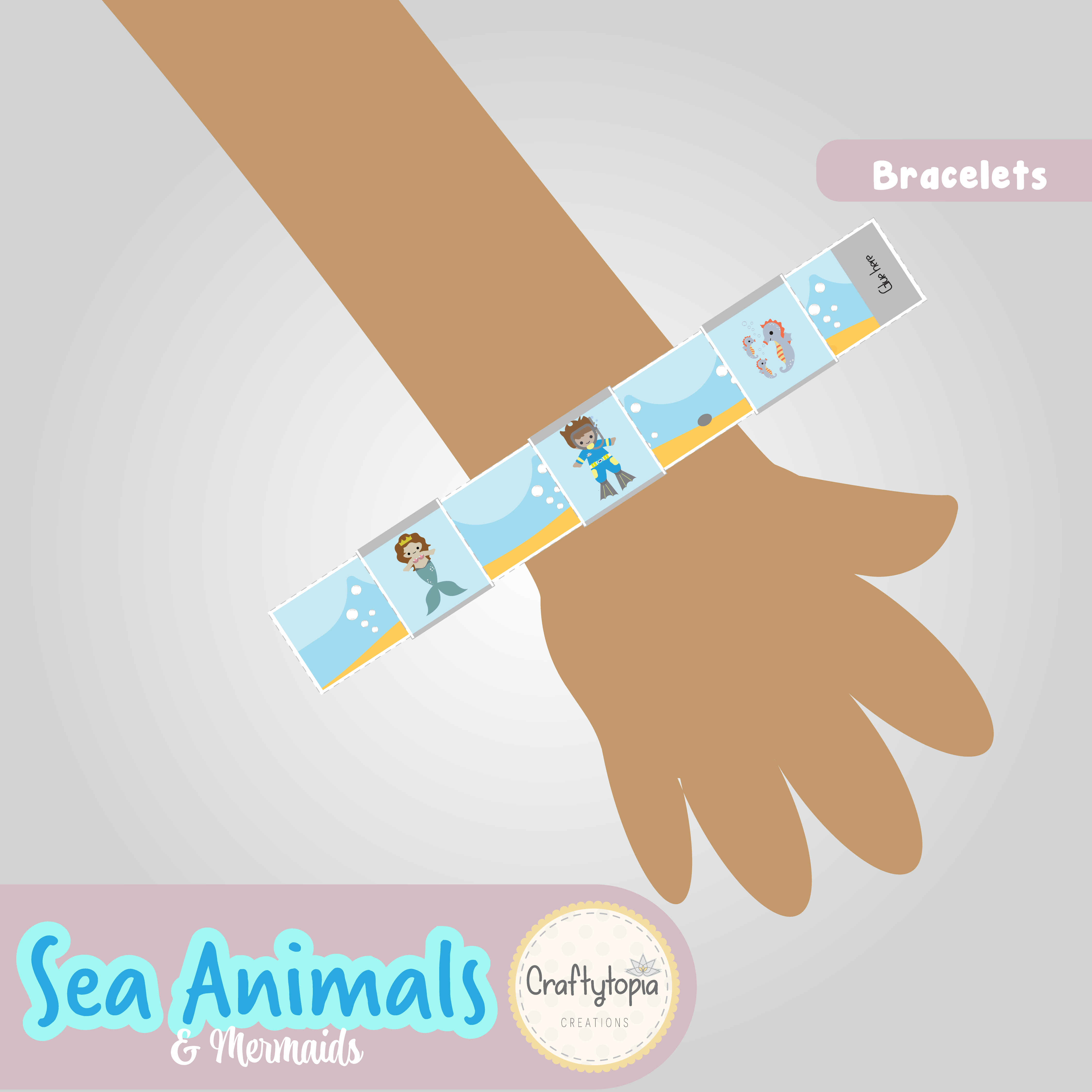 Printable Sea Animals and Mermaids Bracelets Kids Activity