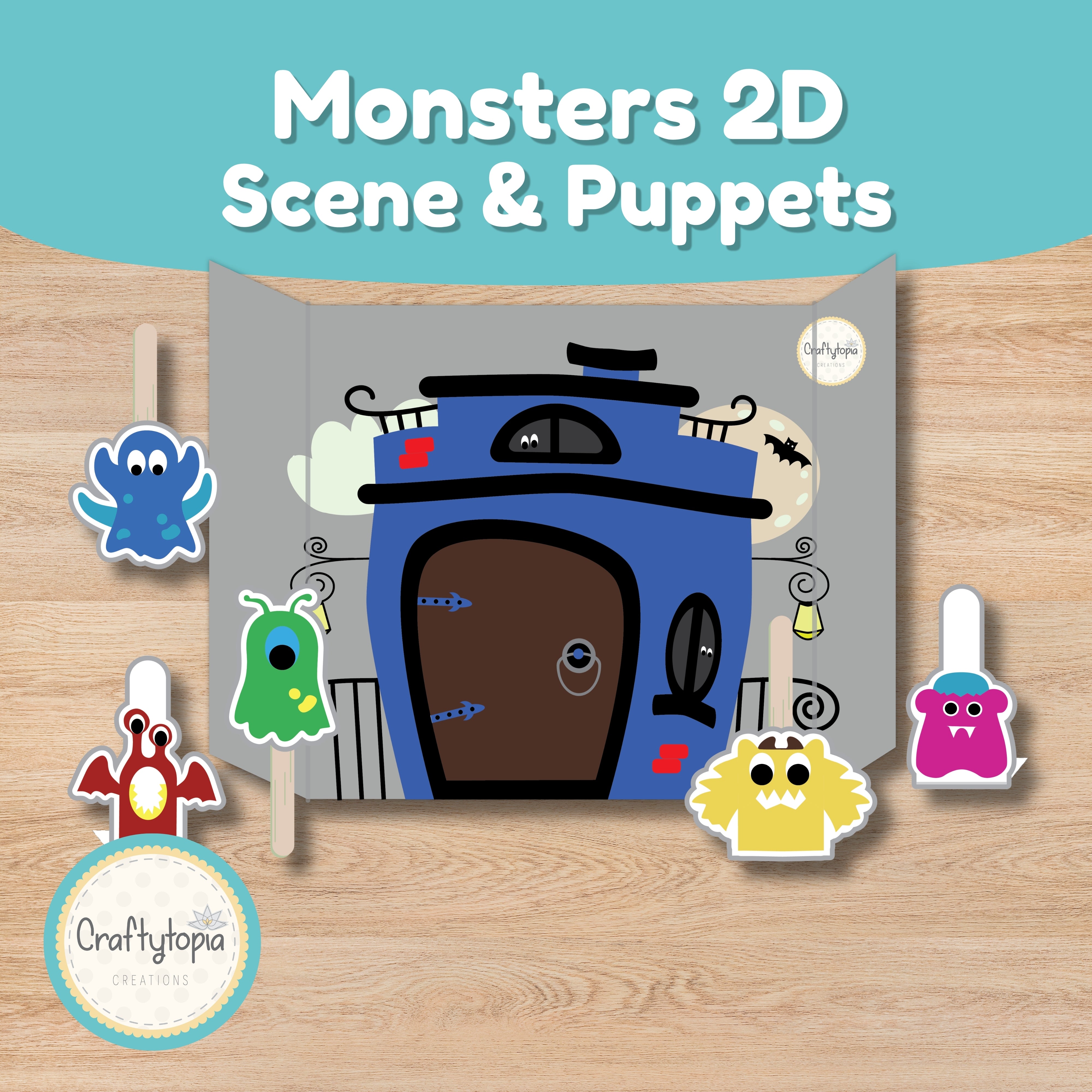 Friendly monster puppets printable activity for kids