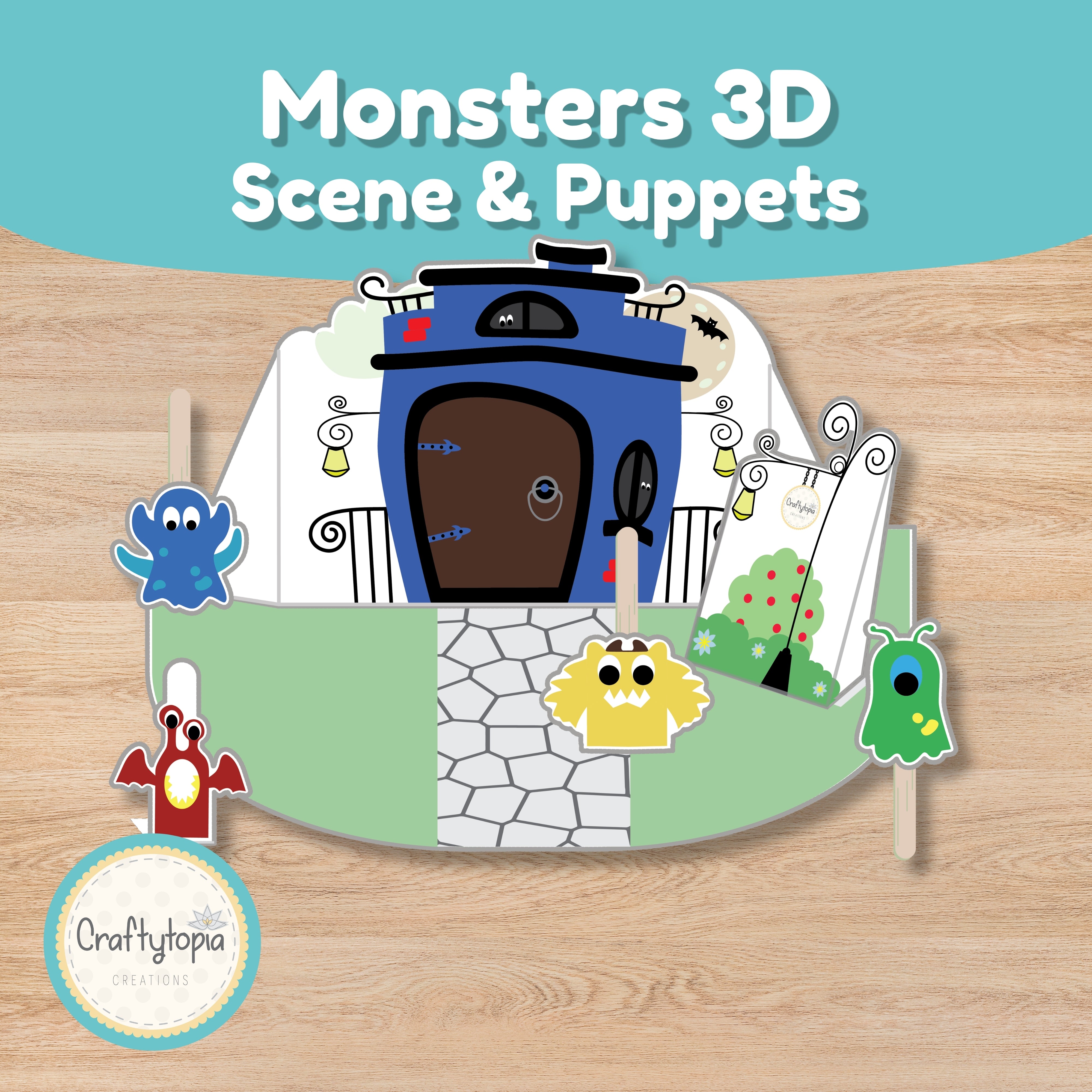 Friendly monster puppets printable for kids