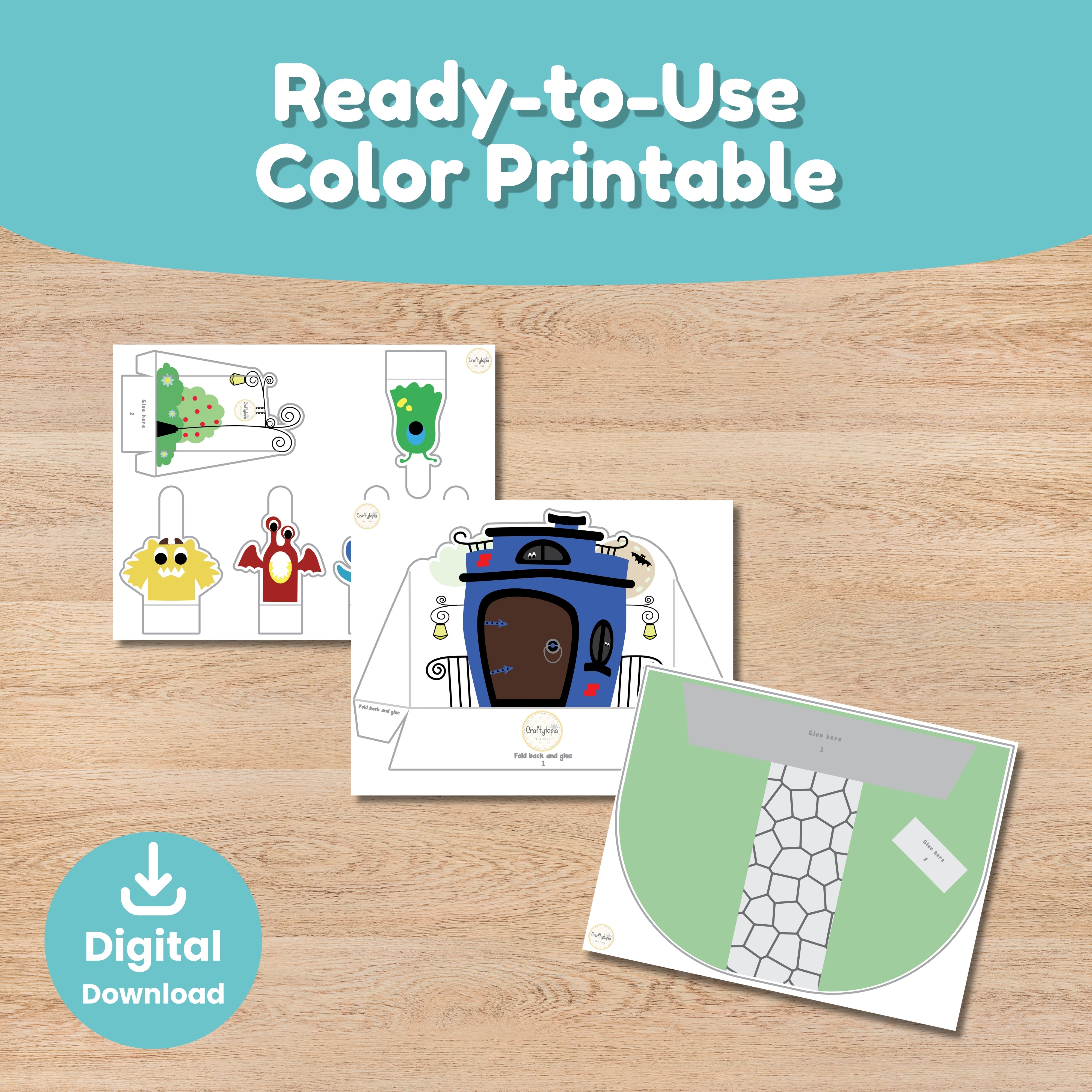 Preschool monster craft and puppet printable