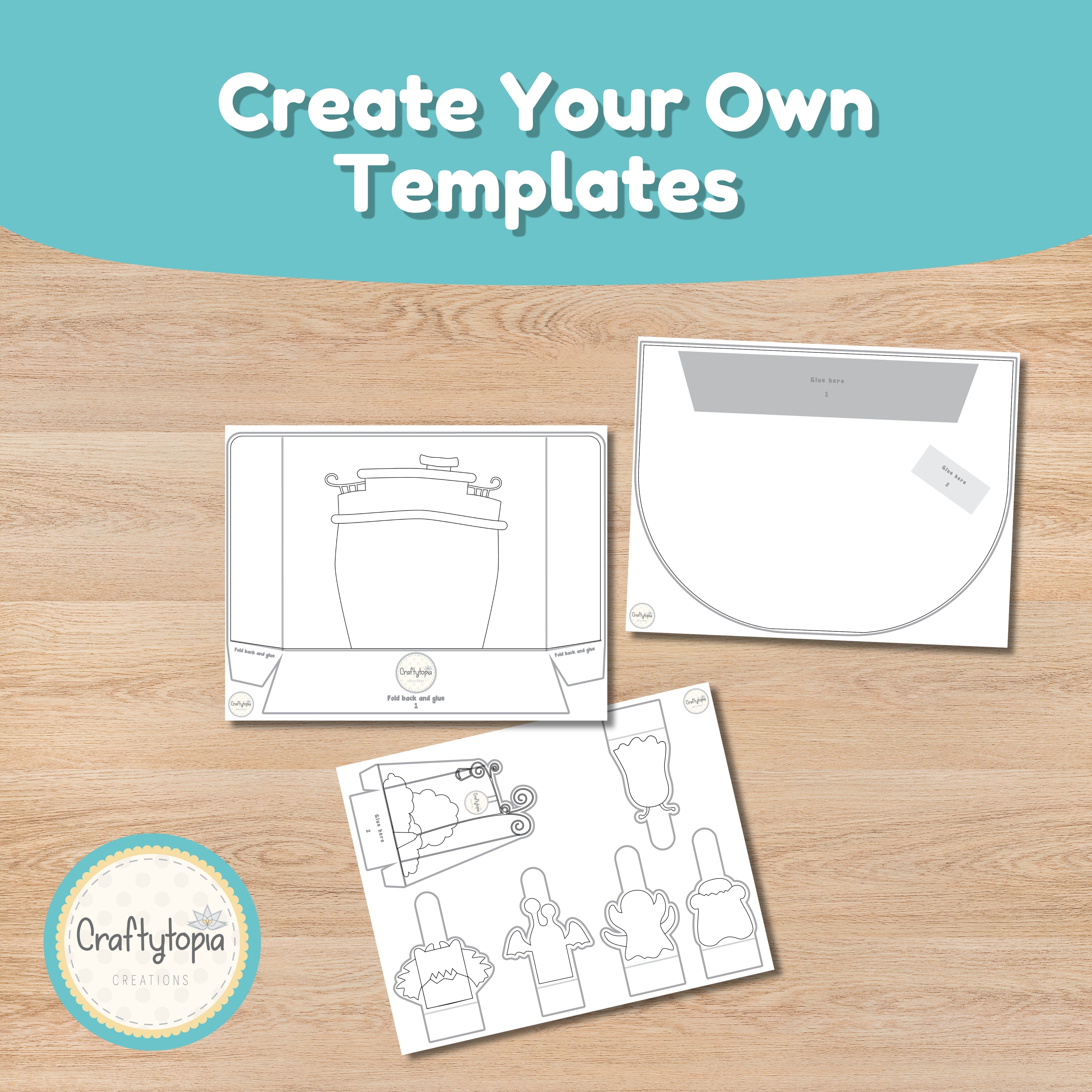 Printable monster scene and puppets for imaginative play