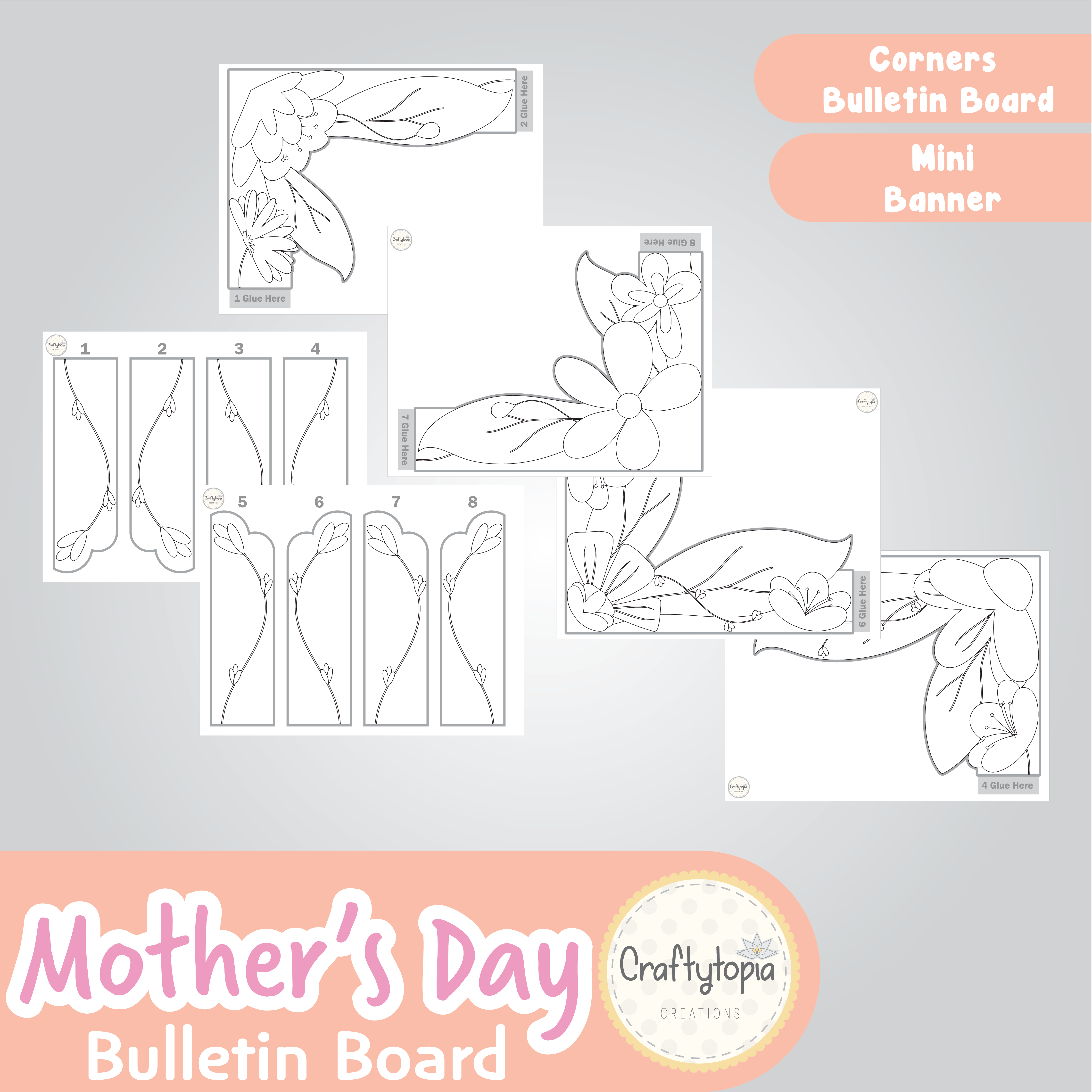 Printable Mother's Day Bulletin Board Decoration for coloring
