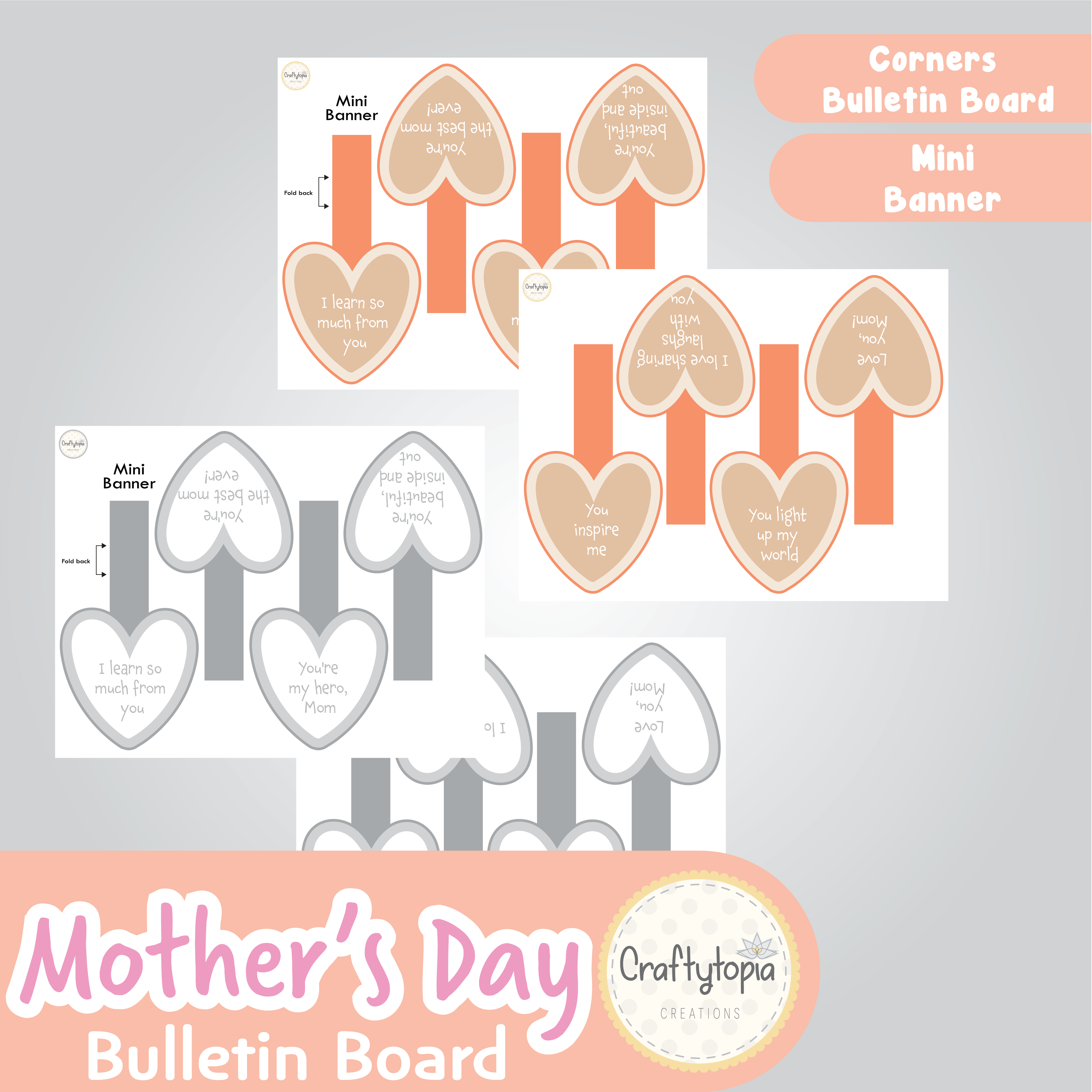 Printable Mother's Day Bulletin Board Decoration Heart Banner