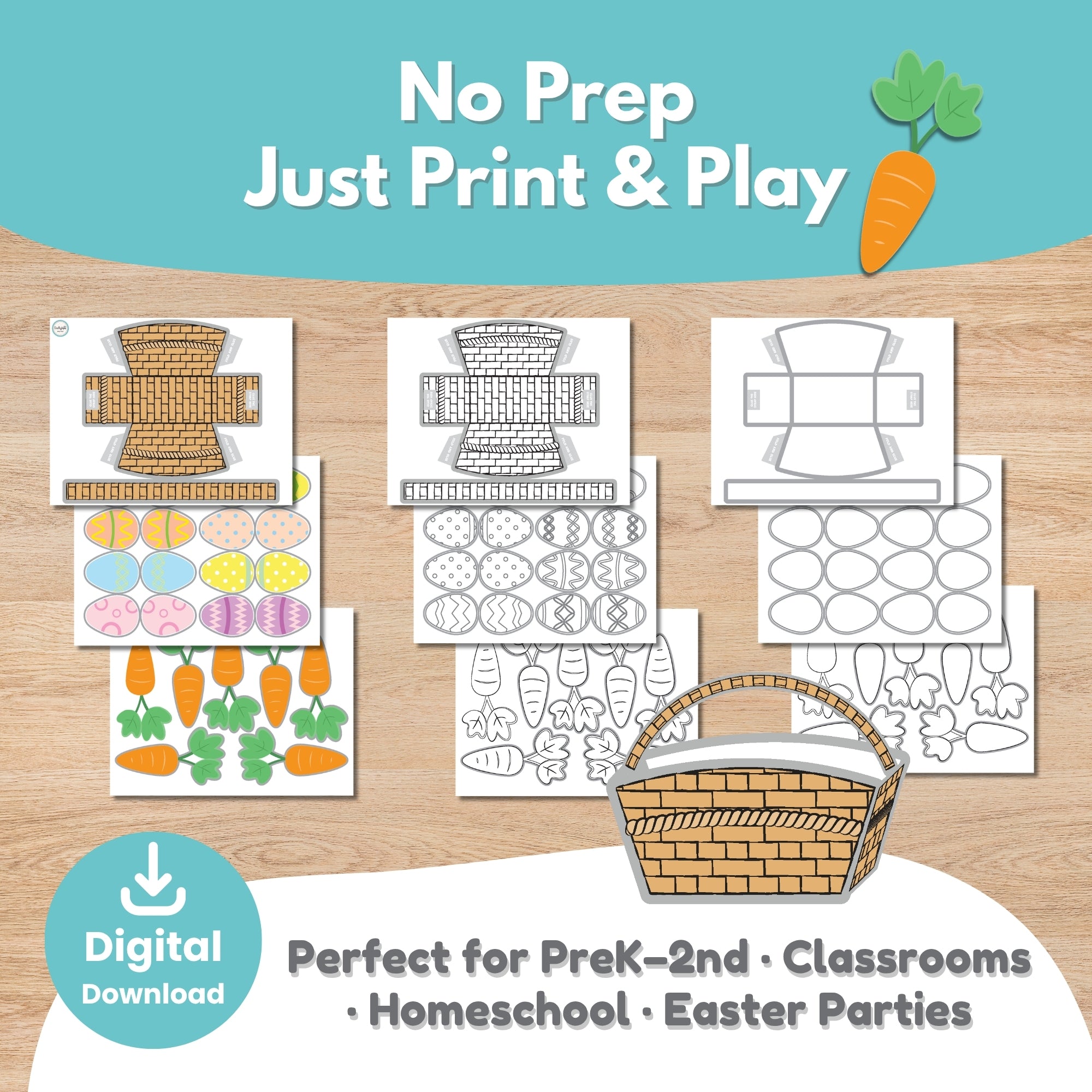 No-prep Easter printable craft game instant download for PreK through 2nd grade classrooms and Easter parties