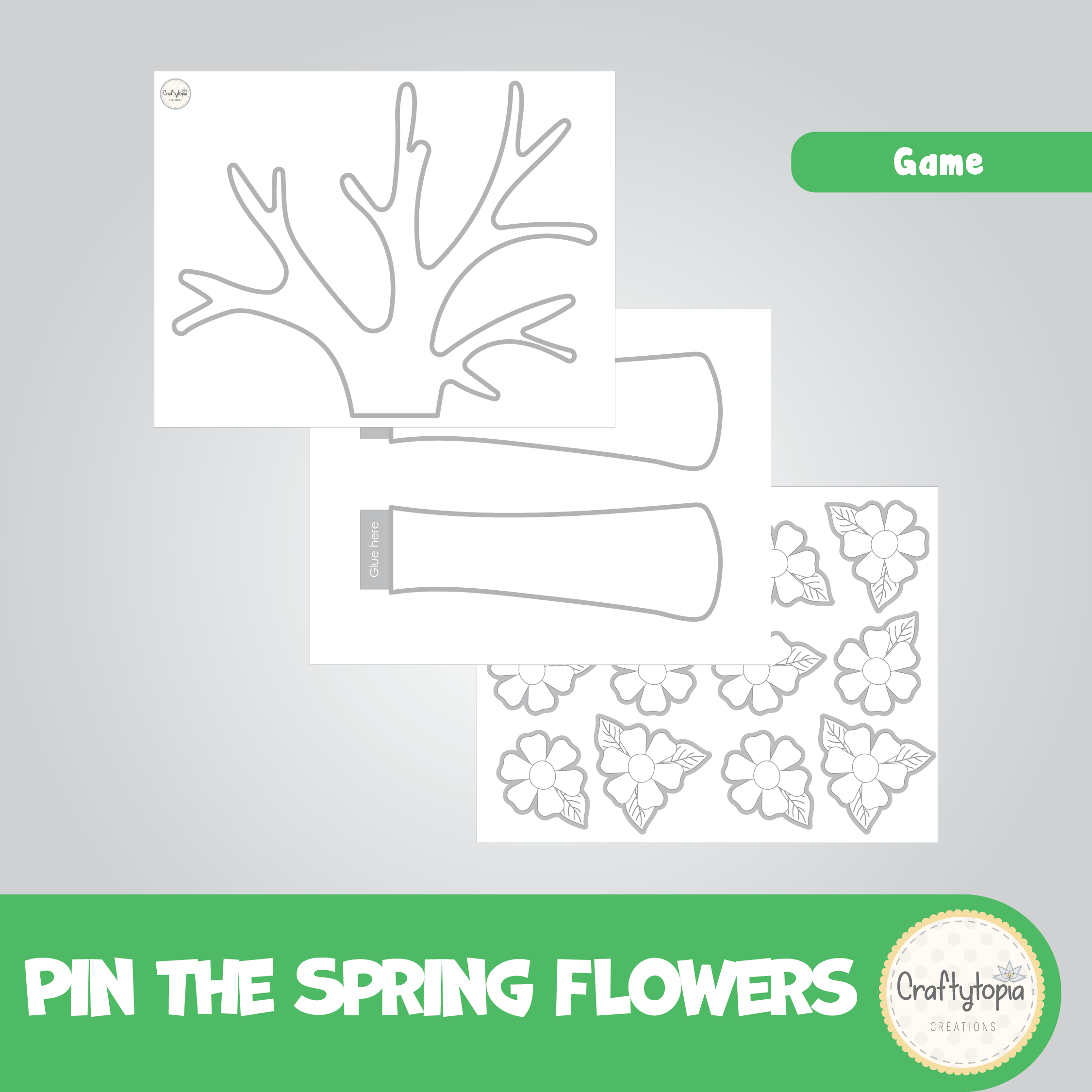 Colorful printable spring flower game pieces for kids classroom activity | Craftytopia Creations