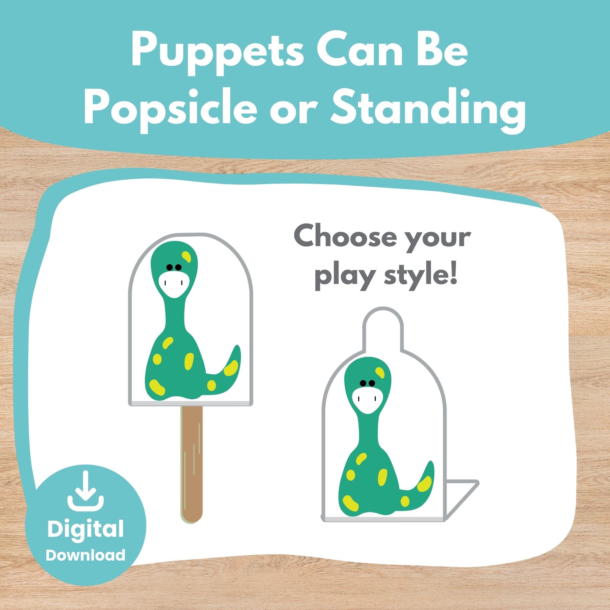 Printable Dinosaurs Puppets 2D Scene Activity for Kids