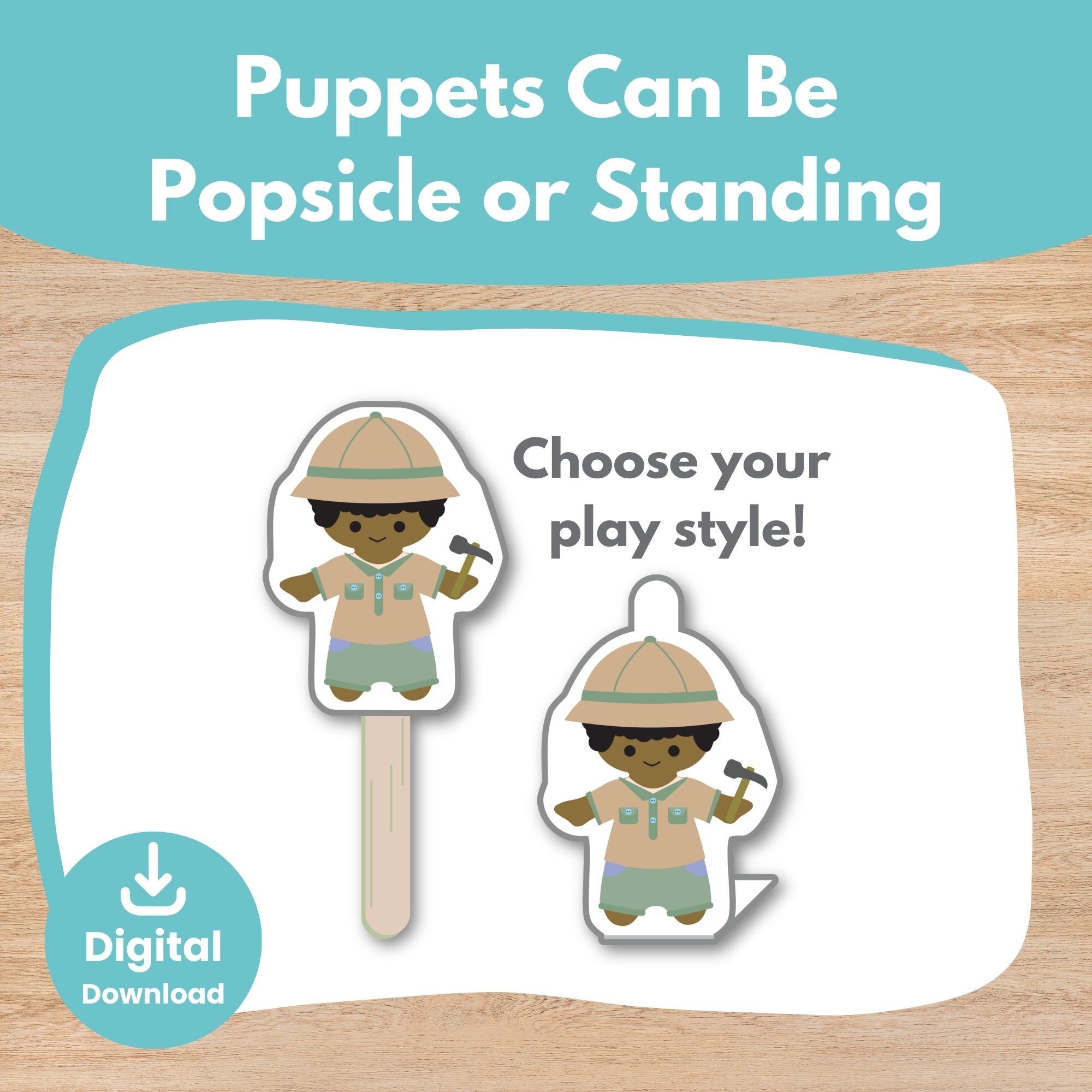 Printable Dinosaurs Puppets Scene Kids Activity