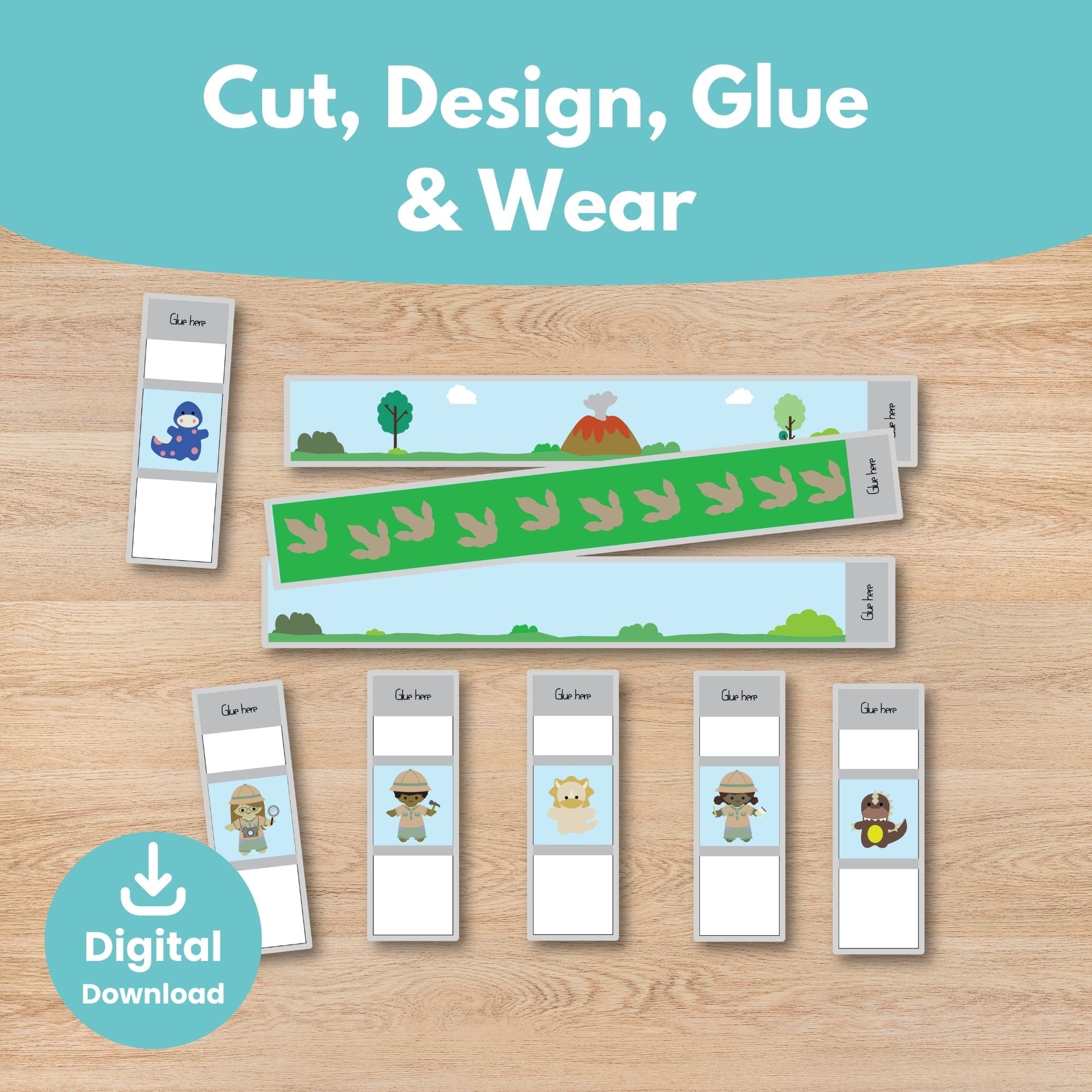Printable Dinosaur Bracelets Kids Activity