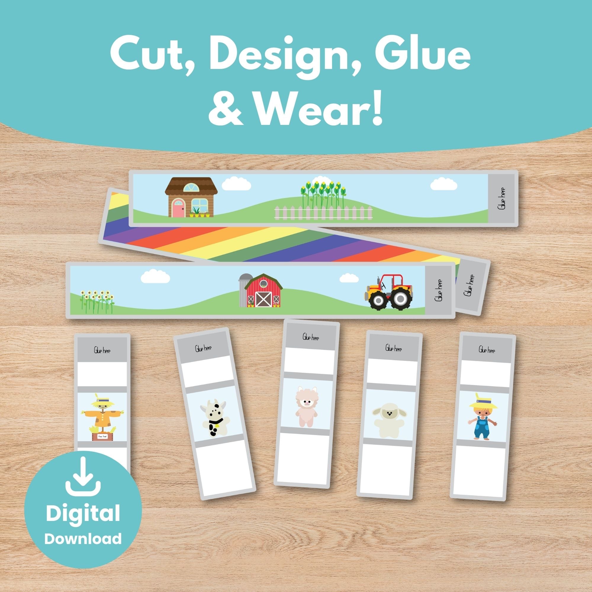 Printable Farm Animal Bracelets Kids Activity