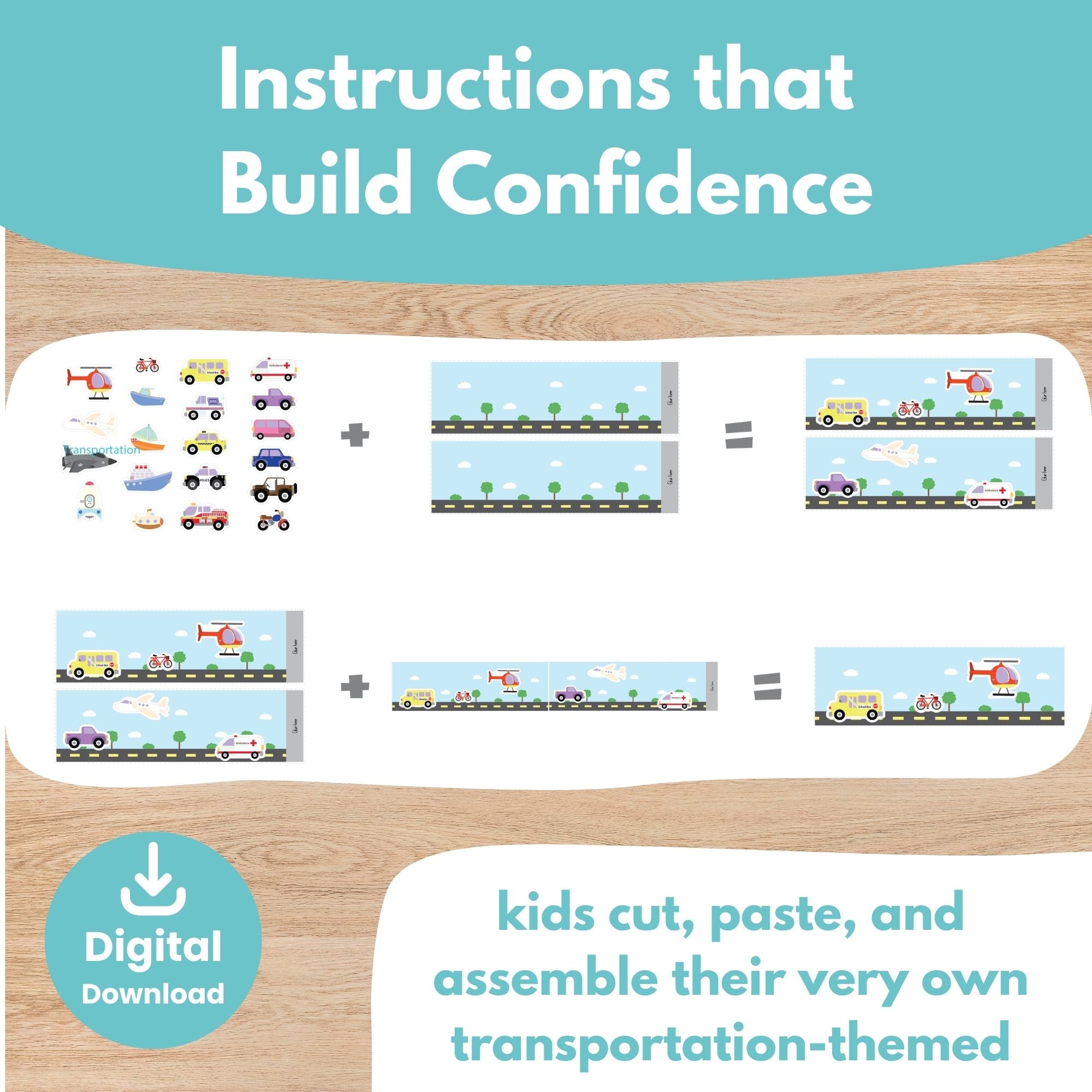 Printable Community Transportation Crown Kids Activity 
