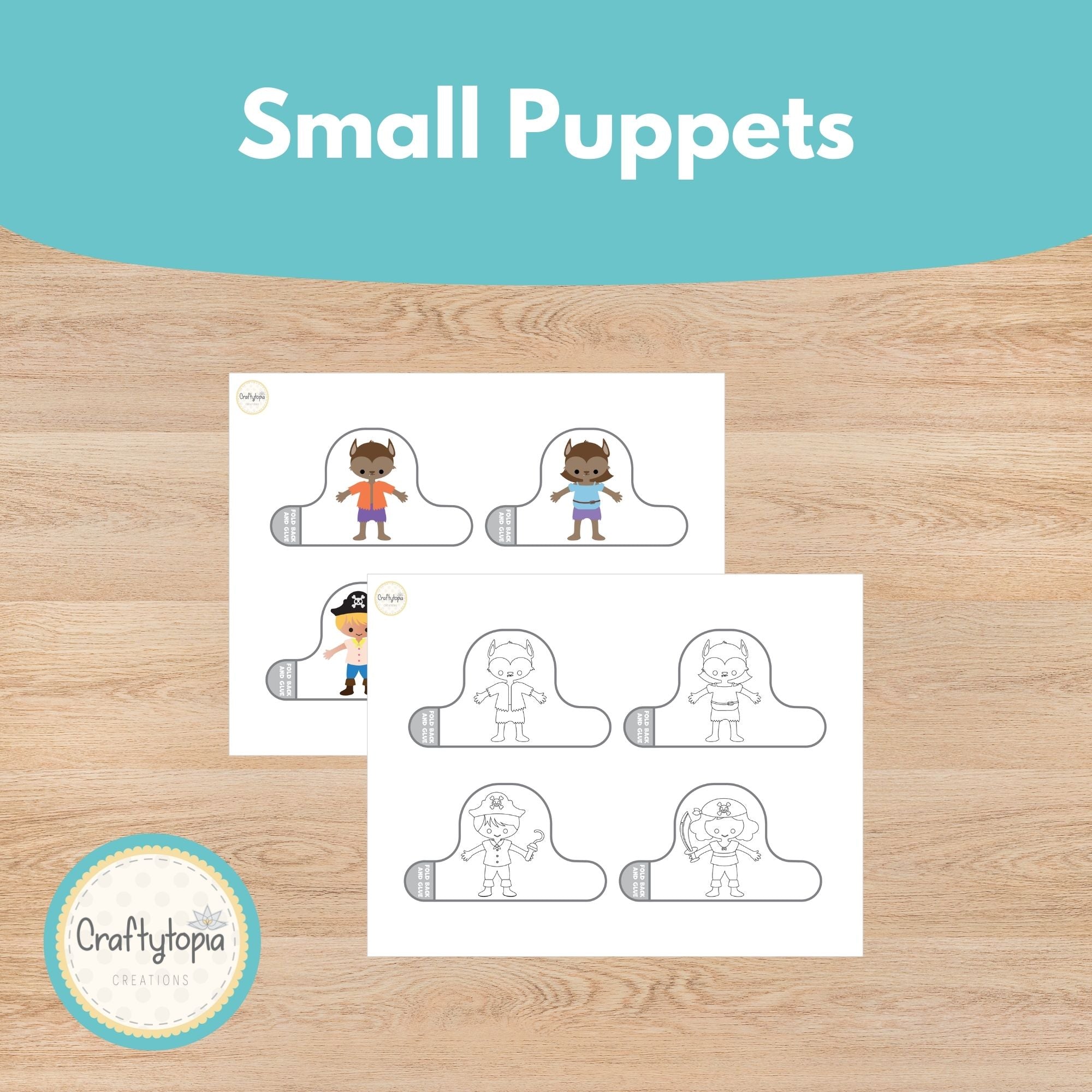Color version Halloween finger puppets printable craft for kids | Craftytopia Creations