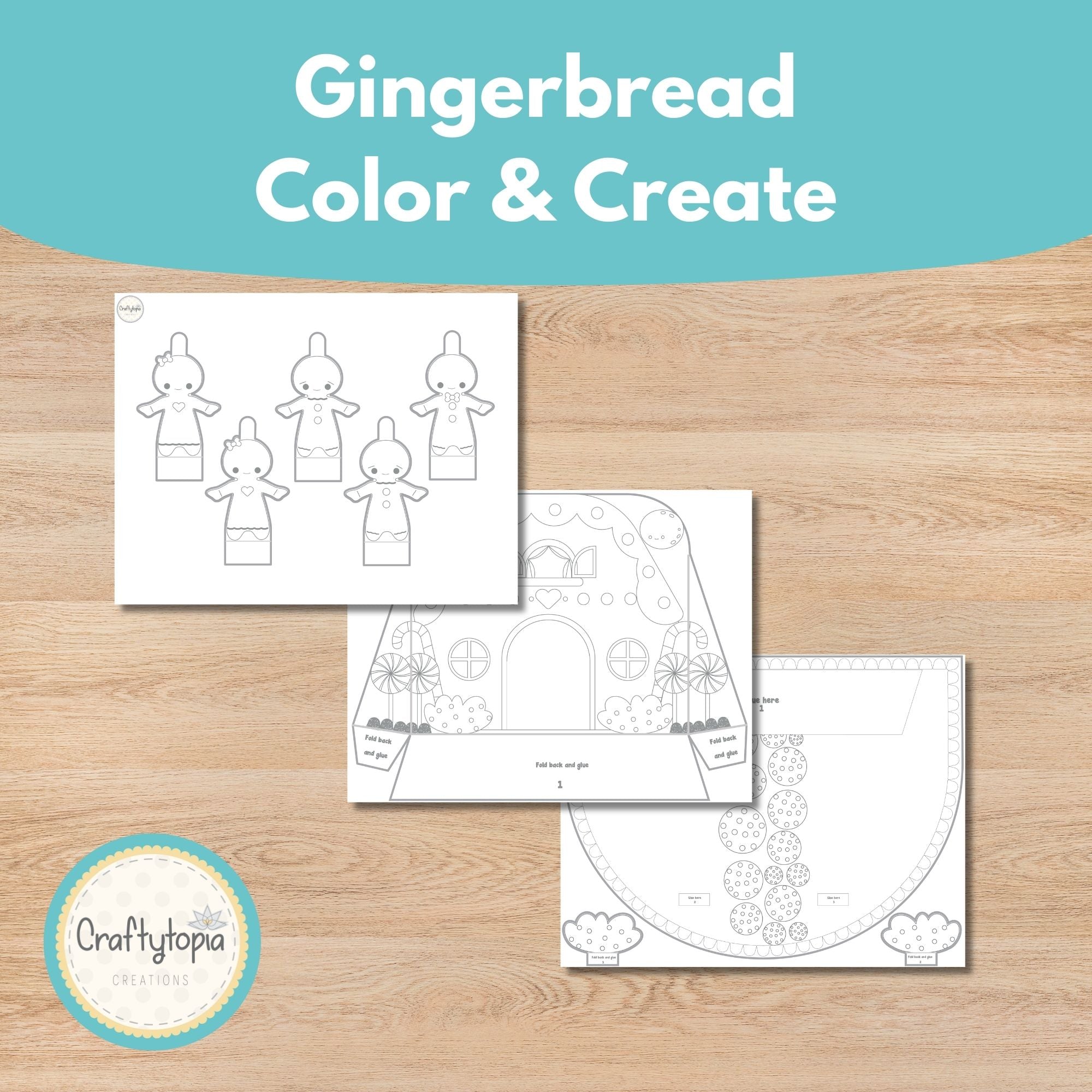Gingerbread house puppets printable for kids