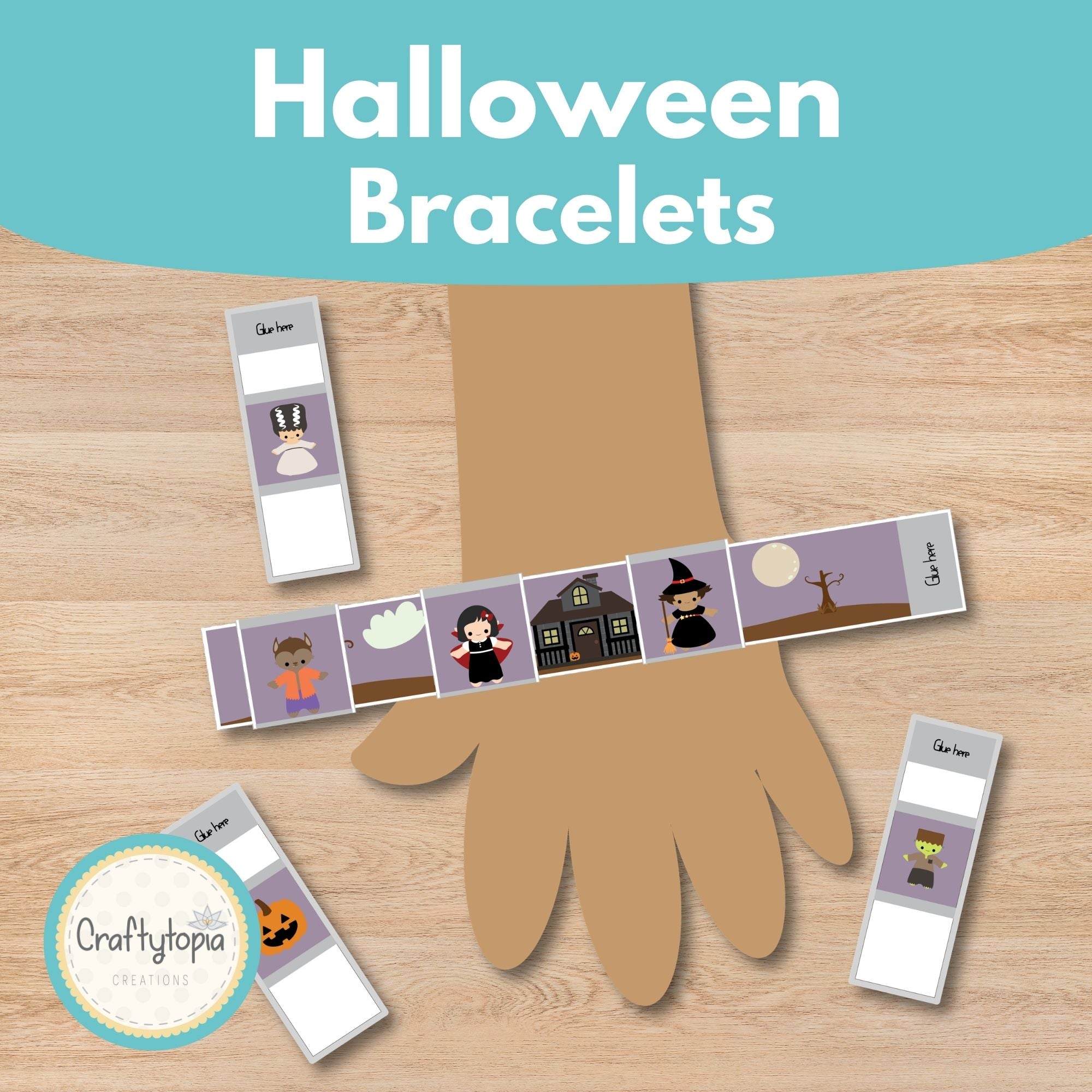 Halloween bracelets printable craft activity for kids