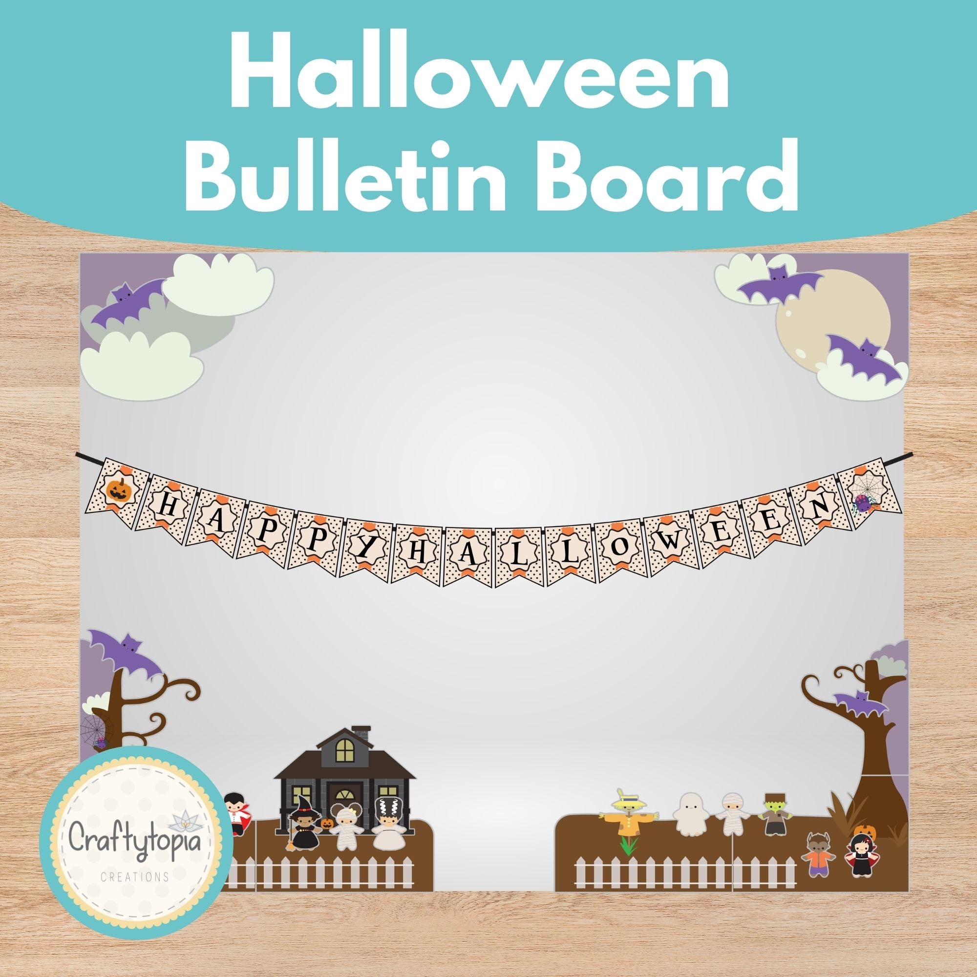 Halloween bulletin board printable classroom decoration for kids | Craftytopia Creations