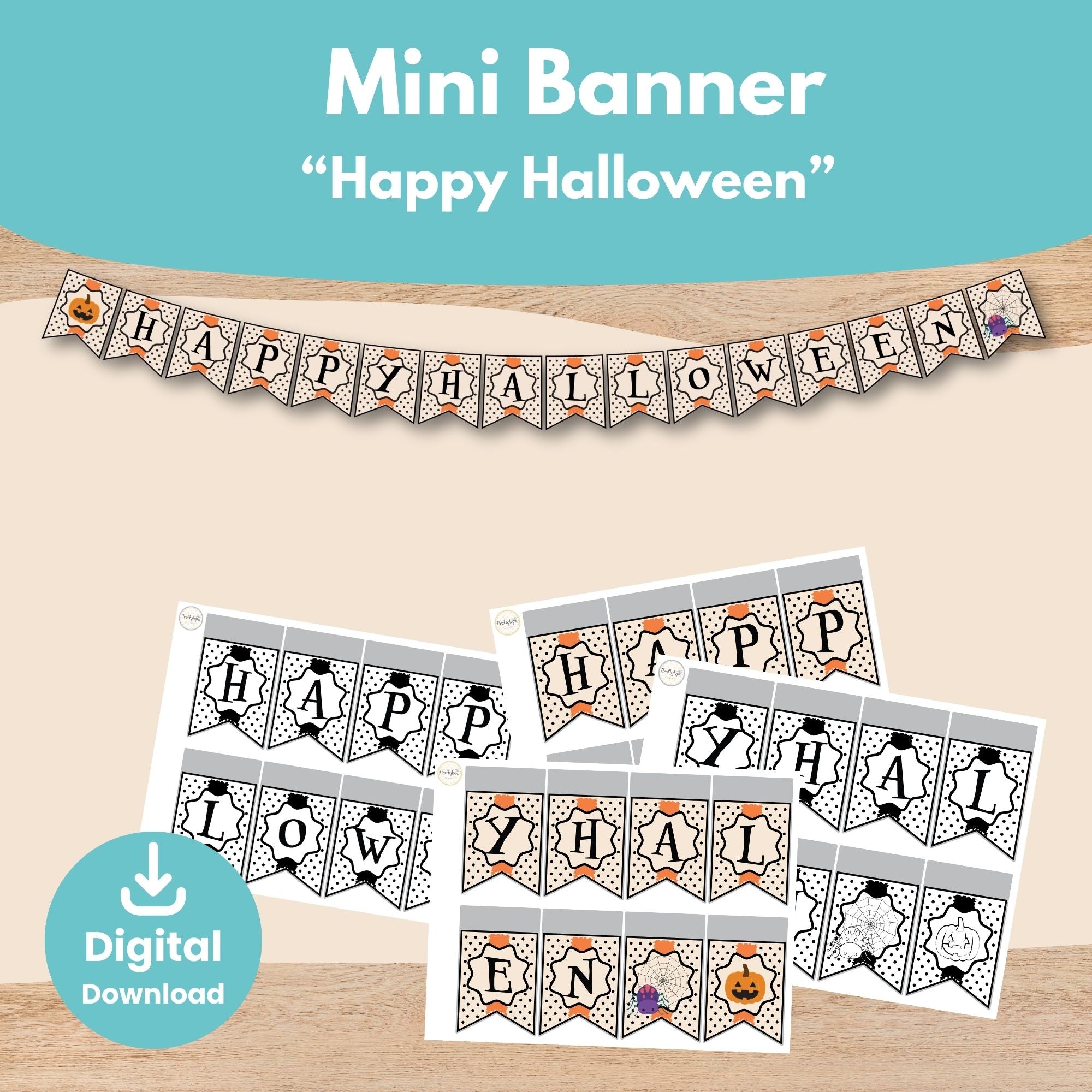 Printable Halloween bulletin board with haunted house bats and spooky characters for kids | Craftytopia Creations