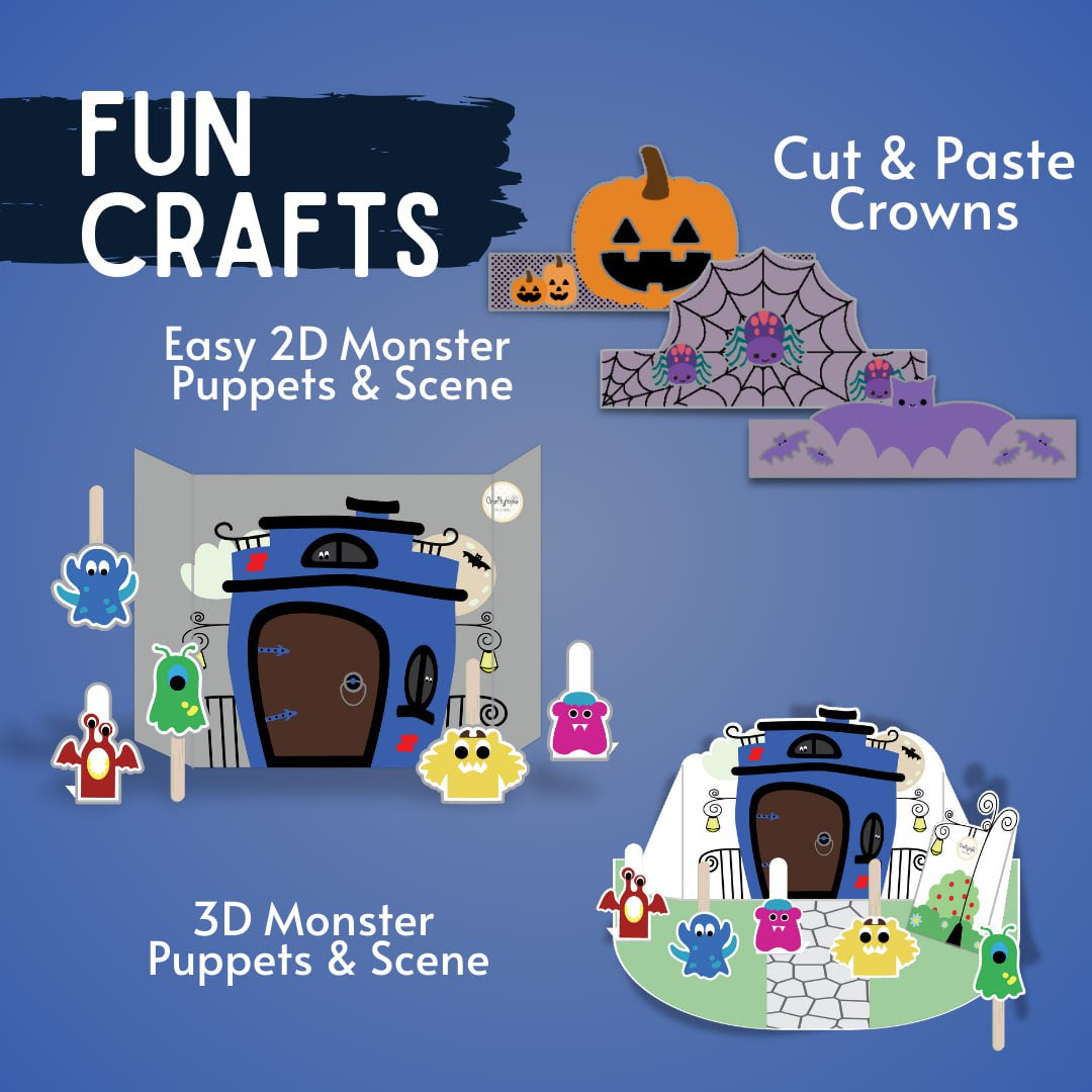 Halloween masks and crowns printable costume activity for kids | Craftytopia Creations
