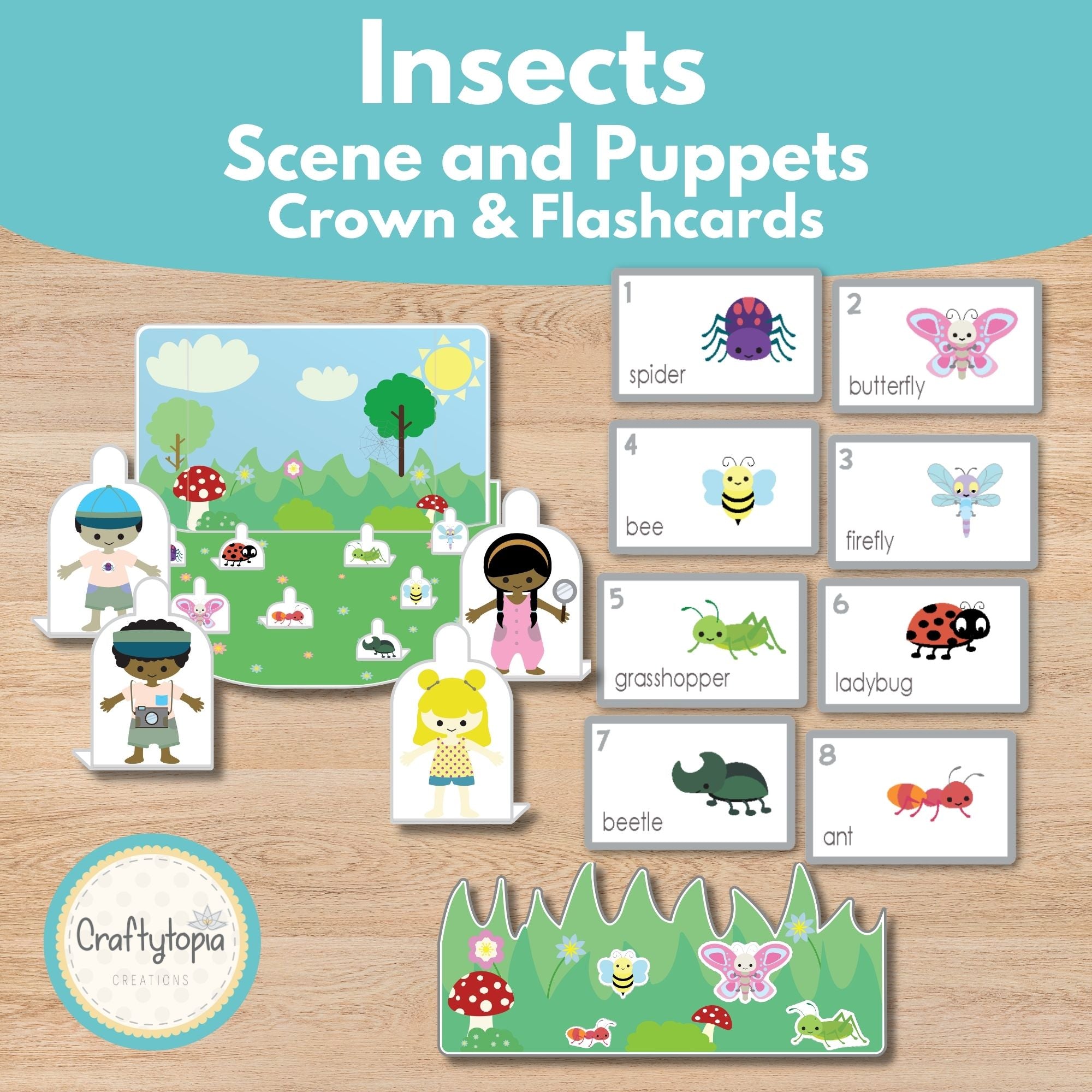 Black and white insects storytelling printable coloring activity for kids | Craftytopia Creations