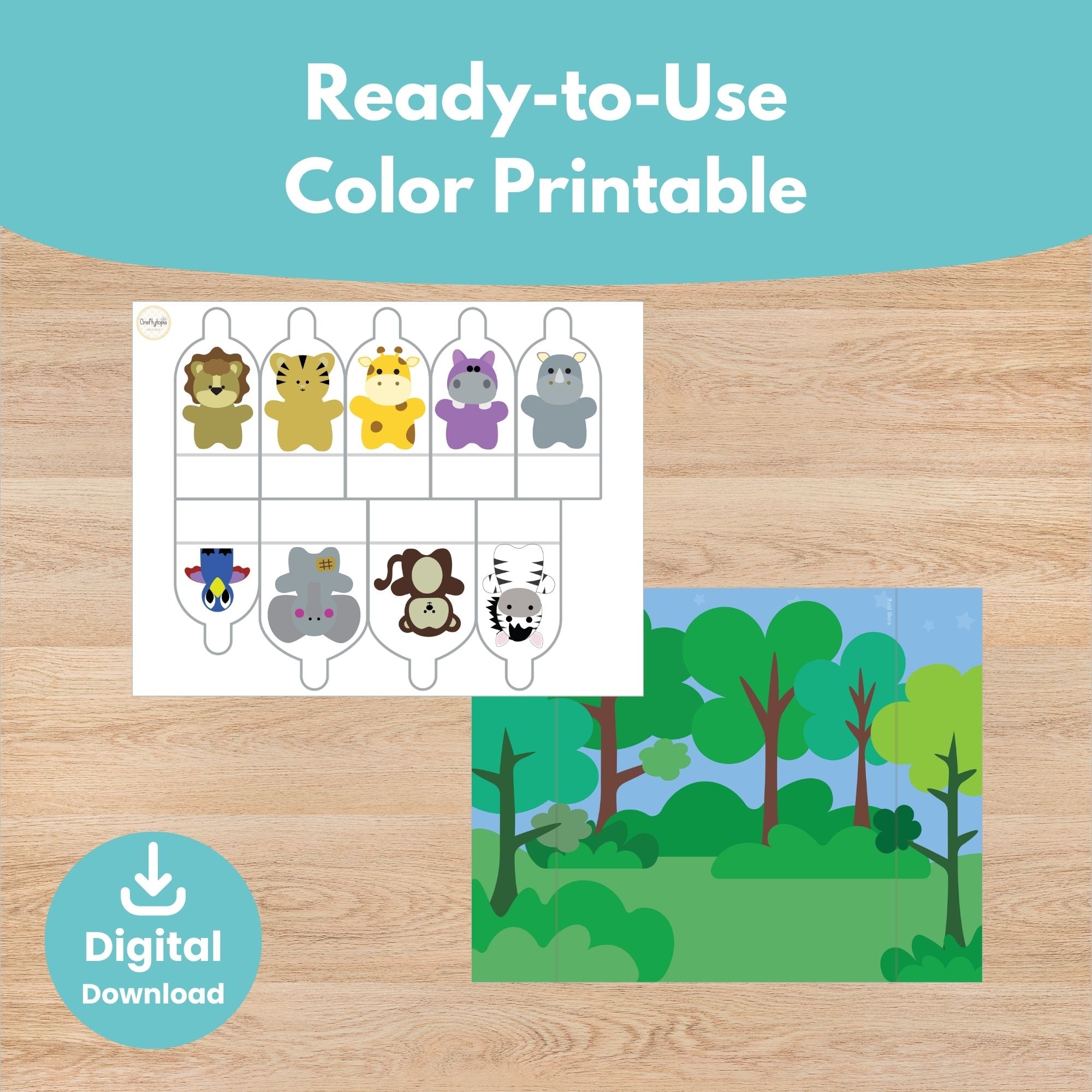 Jungle grassland printable safari storytelling scene activity for kids | Craftytopia Creations