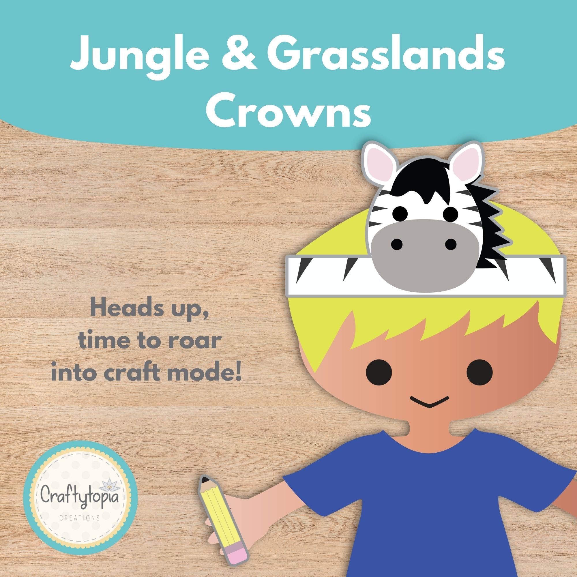 Jungle and grasslands animal crowns printable activity for kids | Craftytopia Creations