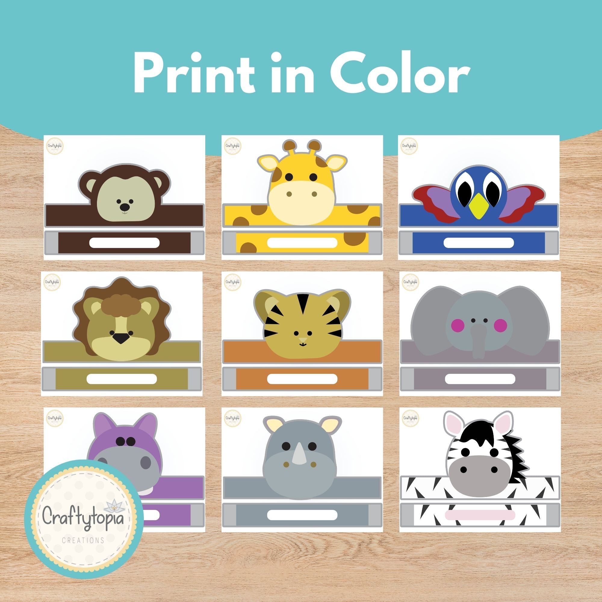 Safari animal wearable crown craft activity for preschool and kindergarten kids | Craftytopia Creations